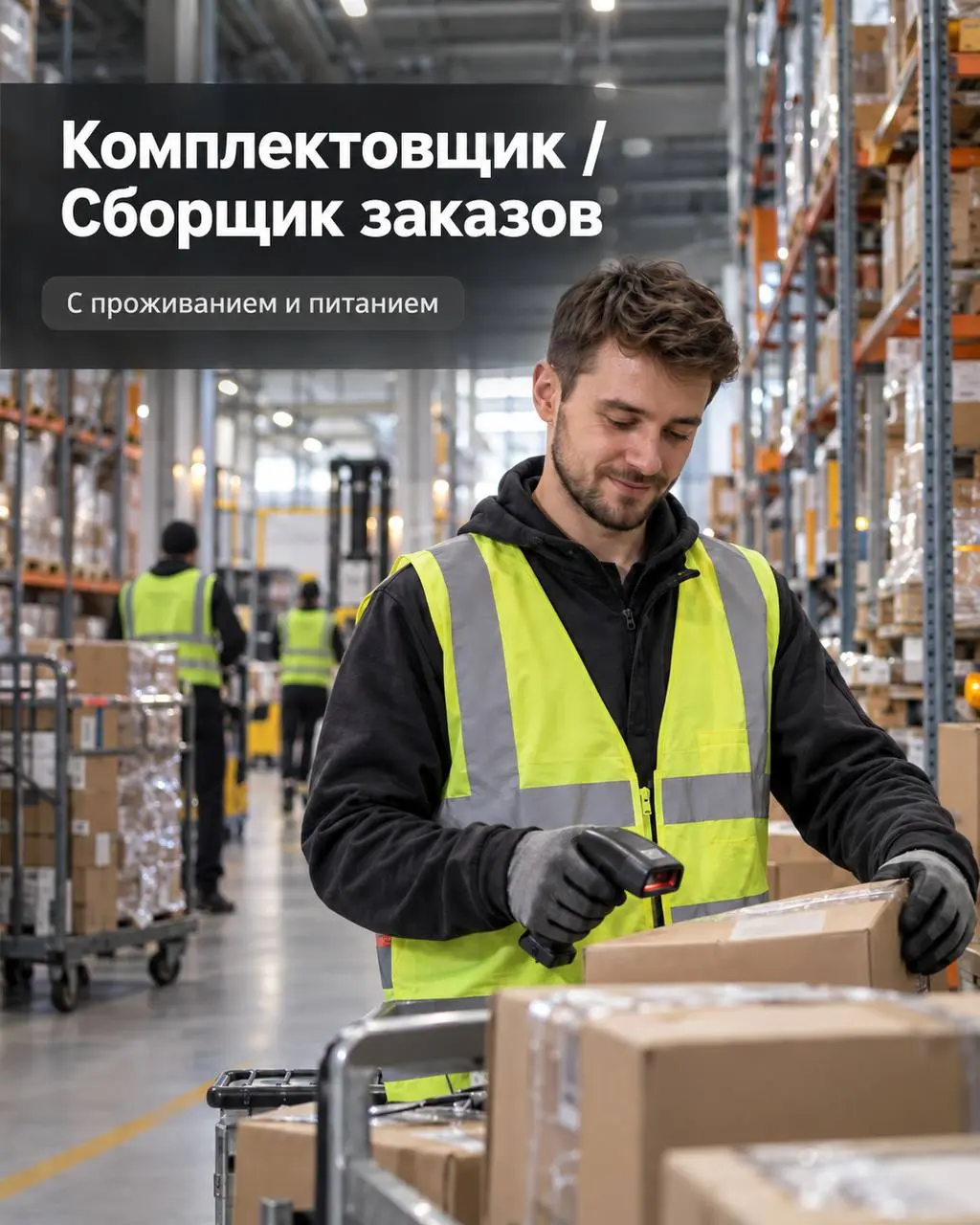 КОМПЛЕКТОВЩИК С ТСД
7 524₽/смена при выполнении плана
Маркетплейс товаров
• Софьино, Московская область
• Логистика
•
Полное описание вакансии размещено в Телеграм и Макс | Сетка — социальная сеть от hh.ru