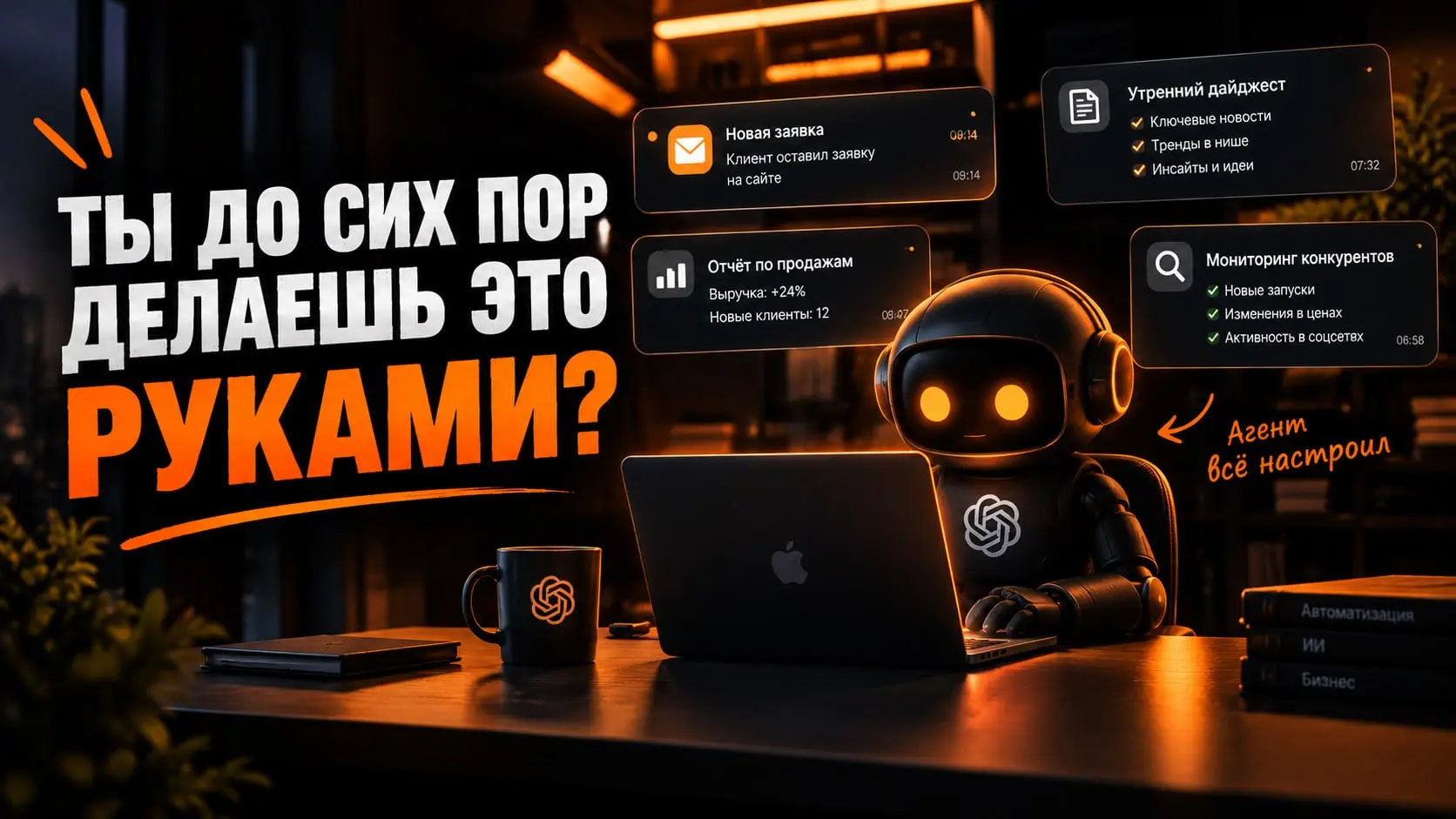 Ты до сих пор делаешь это руками❓
💡 Уведомление о новой заявке, еженедельный отчёт по продажам, утренний дайджест по нише и мониторинг конкурентов | Сетка — социальная сеть от hh.ru