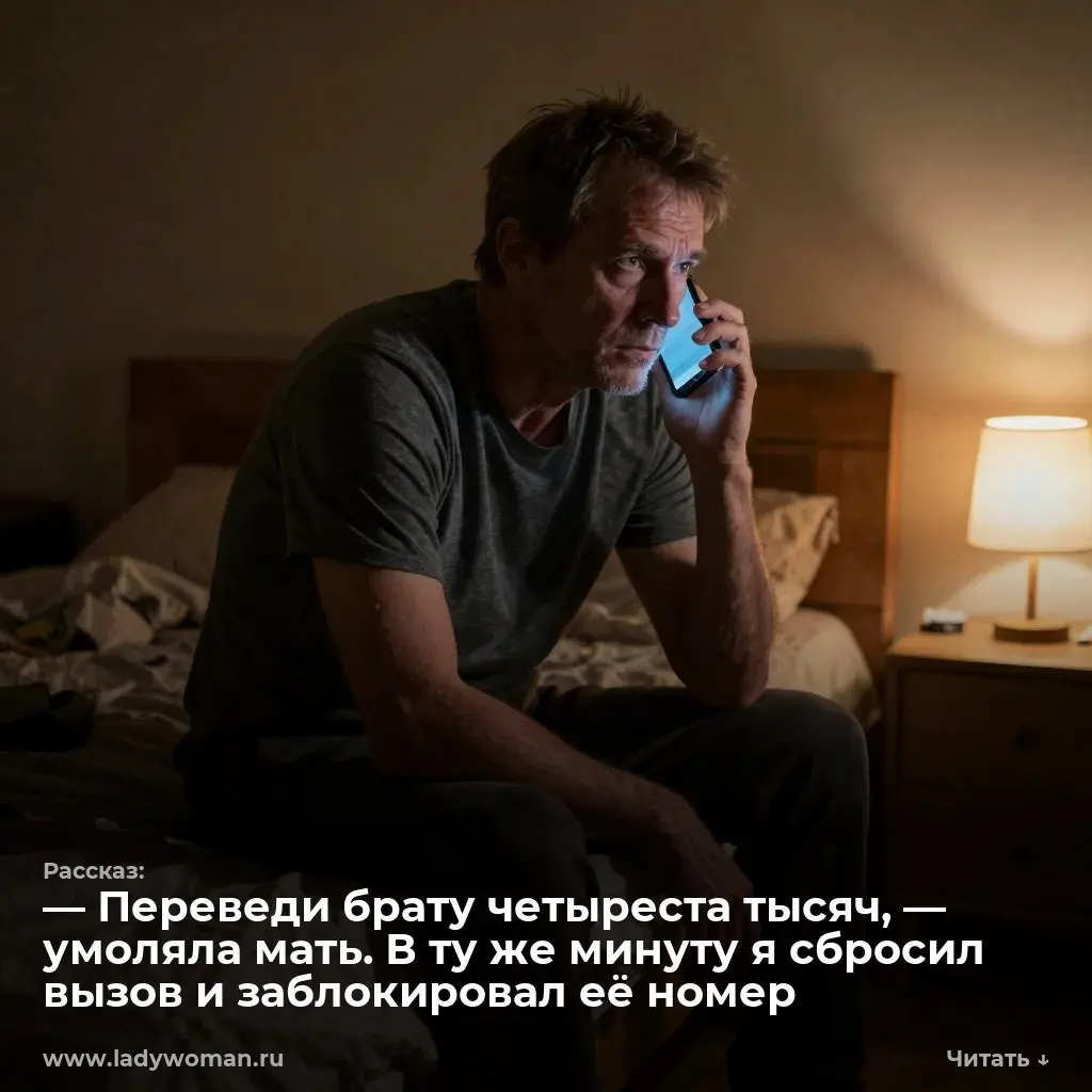— Переведи брату четыреста тысяч, — умоляла мать. В ту же минуту я сбросил вызов и заблокировал её номер
— Умоляю, Паш, только Жене не говори, переведи мне четыреста двадцать тысяч | Сетка — социальная сеть от hh.ru