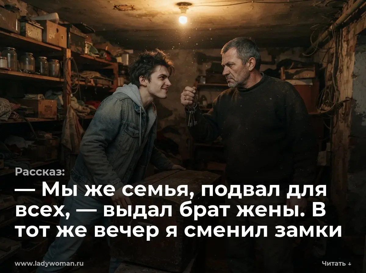 — Мы же семья, подвал для всех, — выдал брат жены. В тот же вечер я сменил замки
— Ты зачем батин ящик волочешь? — я замер на нижней ступеньке | Сетка — социальная сеть от hh.ru