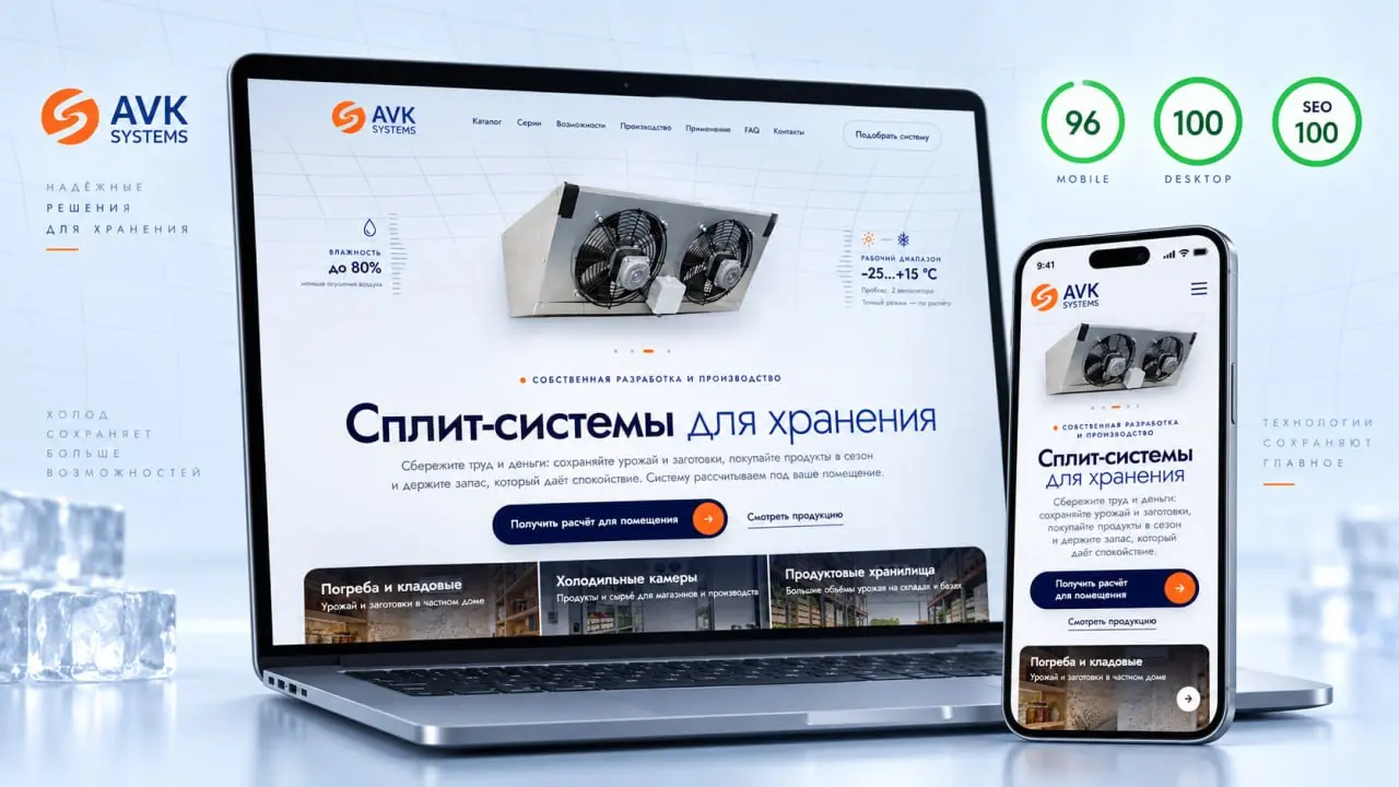 Была задача за короткий срок собрать стильный современный сайт для AVK Systems — не просто красивую картинку, а полноценный проект с нормальной мобильной версией и SEO-оптимизацией | Сетка — социальная сеть от hh.ru