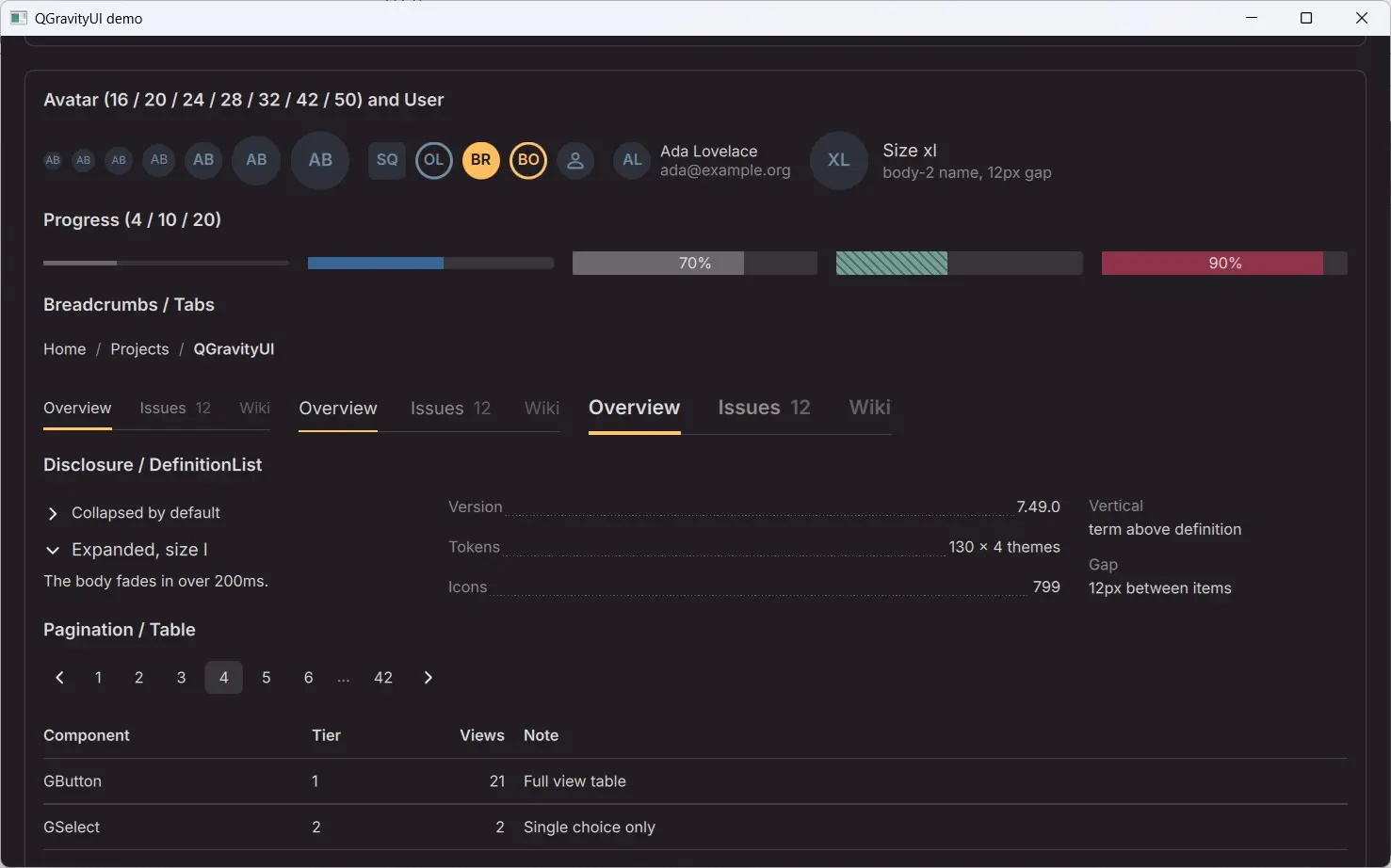 Выложил в открытый доступ библиотеку QML компонентов адаптированных под UI-кит GravityUI. Ссылка на репозиторий | Сетка — социальная сеть от hh.ru