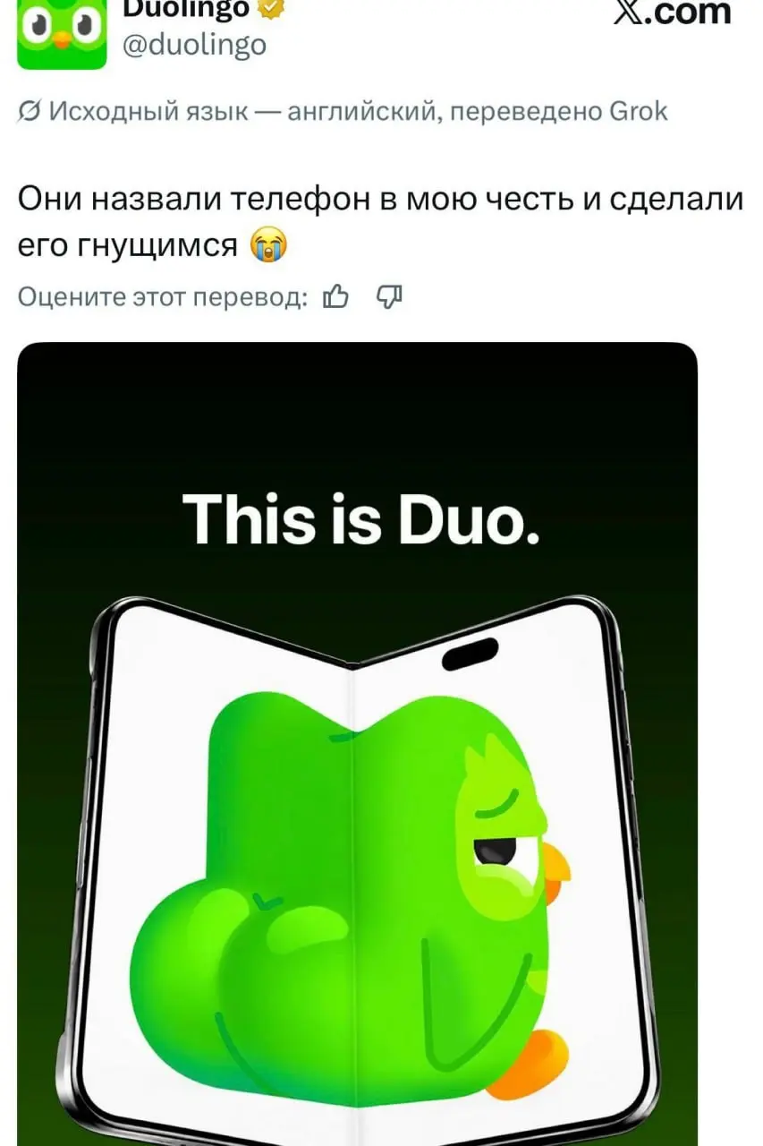 Интернет взорвался от мемов про iPhone Duo, который Apple выпустила буквально на днях. Покреативили все: Duolingo, Heineken, Durex и Авиасейлс и обычные пользователи 😊 | Сетка — социальная сеть от hh.ru