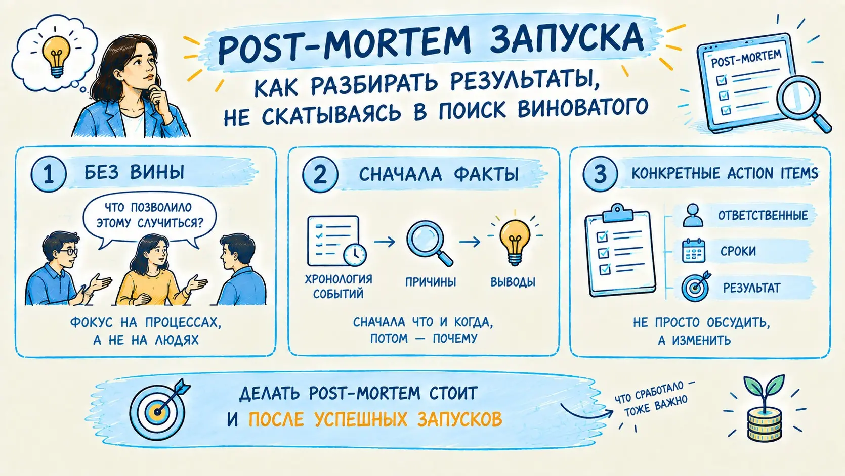 Post-mortem запуска: как разбирать результаты | Сетка — социальная сеть от hh.ru
