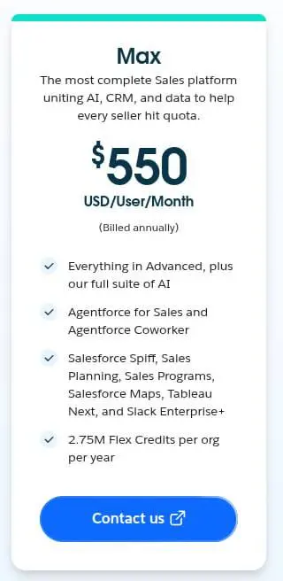 Кстати для тех кто не в курсе. Salesforce это самая популярная CRM в USA. AMOCRM по нашему. Так вот там полный тариф за сотрудника 550$ в месяц со всеми фичами | Сетка — социальная сеть от hh.ru