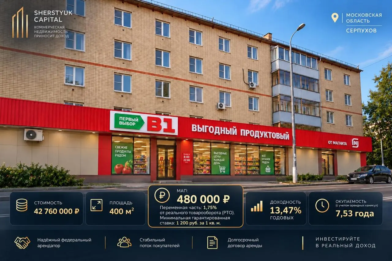 🔥 ГОРЯЧЕЕ ИНВЕСТ ПРЕДЛОЖЕНИЕ — ГАБ «В1» (ПЕРВЫЙ ВЫБОР ОТ МАГНИТА) окупаемость 7,53 года
Предлагаем инвесторам готовый инвестиционный объект с арендатором — «В1» (Первый Выбор от Магнита) | Сетка — социальная сеть от hh.ru