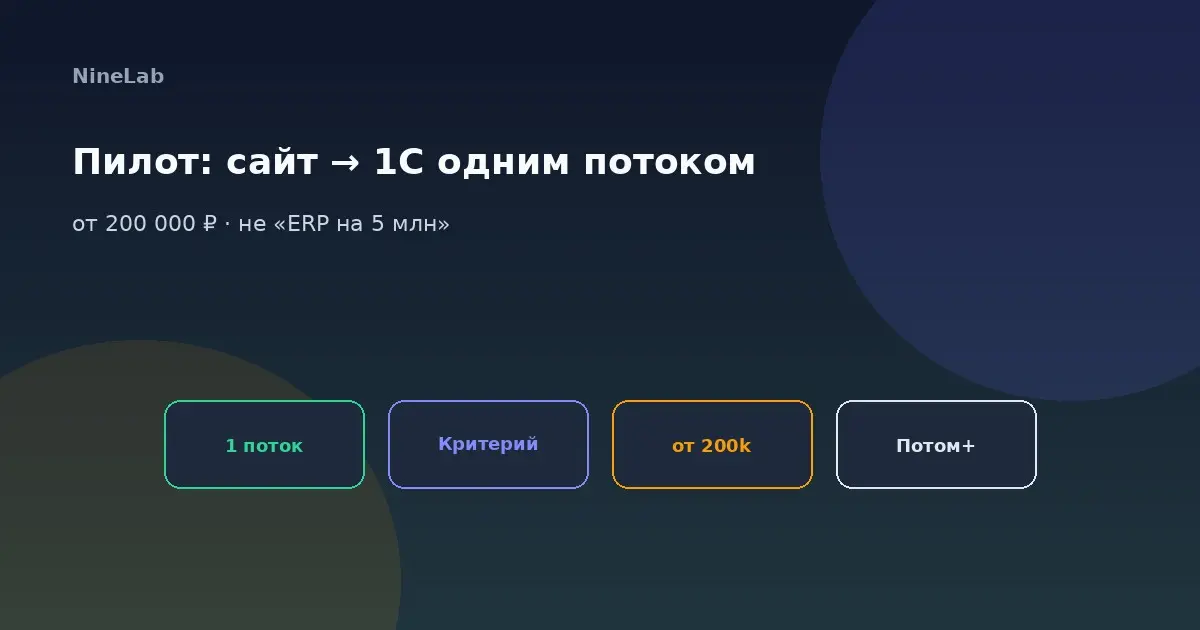 Сайт → 1С: пилот от 200k, не ERP | Сетка — социальная сеть от hh.ru