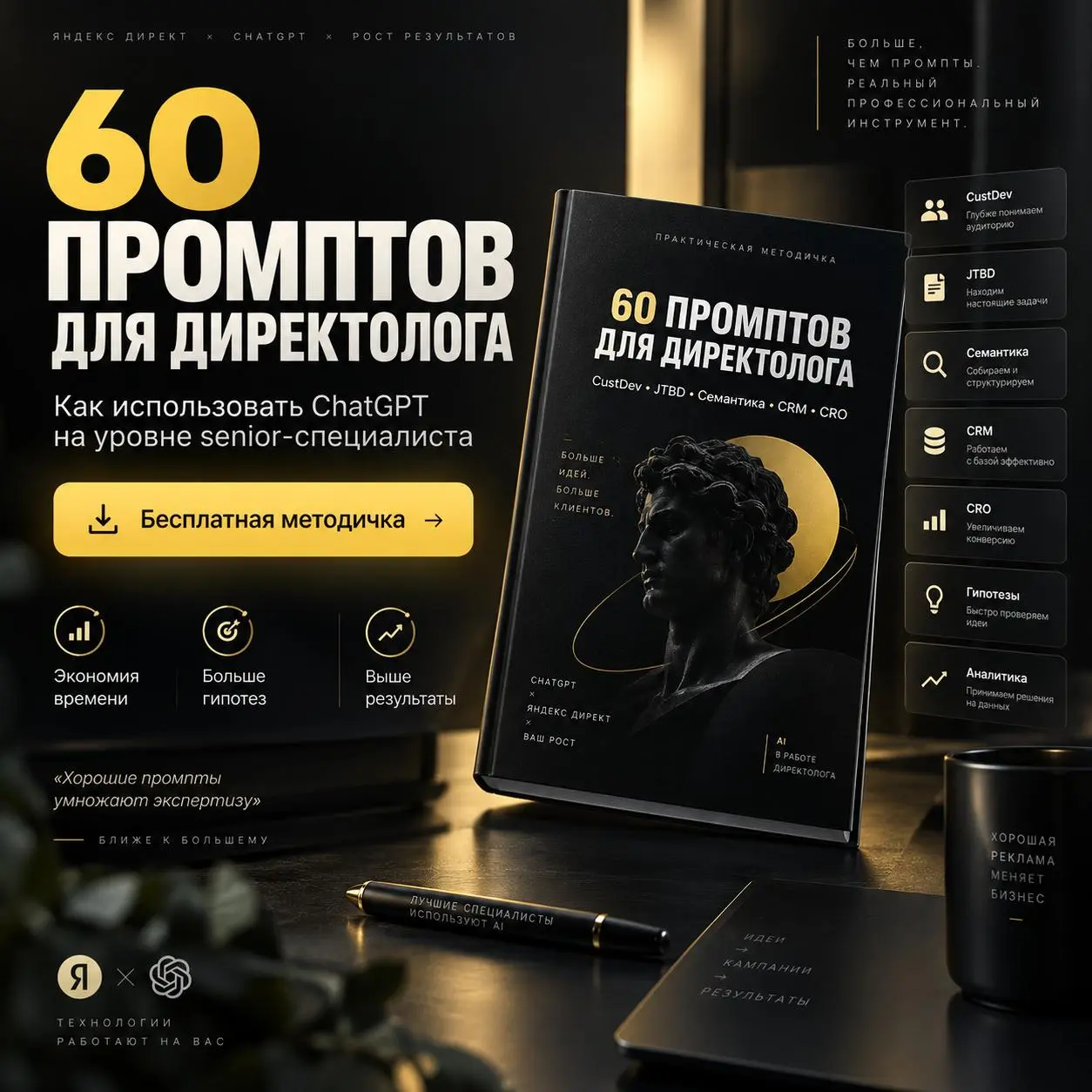 Собрал 60 профессиональных промптов для директолога.
Чем больше работаю с ChatGPT, тем сильнее понимаю, что большинство маркетологов используют его процентов на 30 от возможностей | Сетка — социальная сеть от hh.ru
