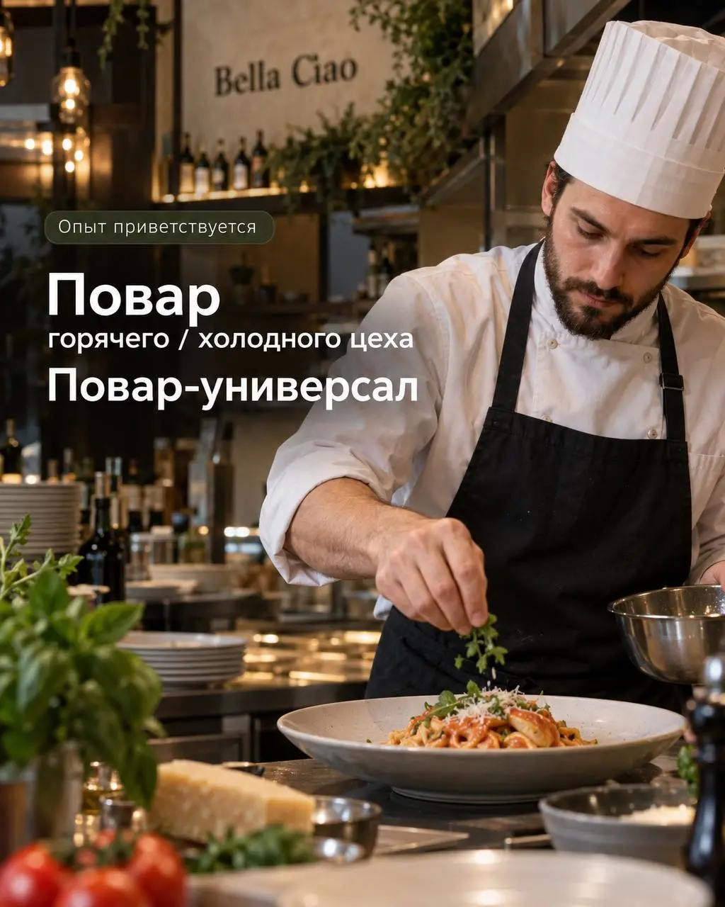 1️⃣ПОВАР ГОРЯЧЕГО ЦЕХА,
2️⃣ПОВАР ХОЛОДНОГО ЦЕХА,
3️⃣ПОВАР-УНИВЕРСАЛ
От 458₽/ч
Bella Ciao
• Москва, м | Сетка — социальная сеть от hh.ru