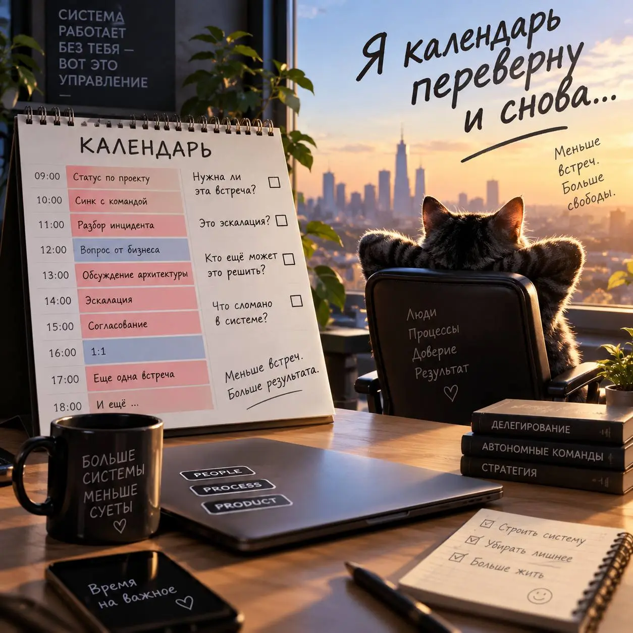 Я календарь переверну и снова…
Иногда самый простой способ понять, как у тебя устроено управление, — открыть календарь.
Не отчёт.
Не оргструктуру.
Не Jira.
Календарь | Сетка — социальная сеть от hh.ru
