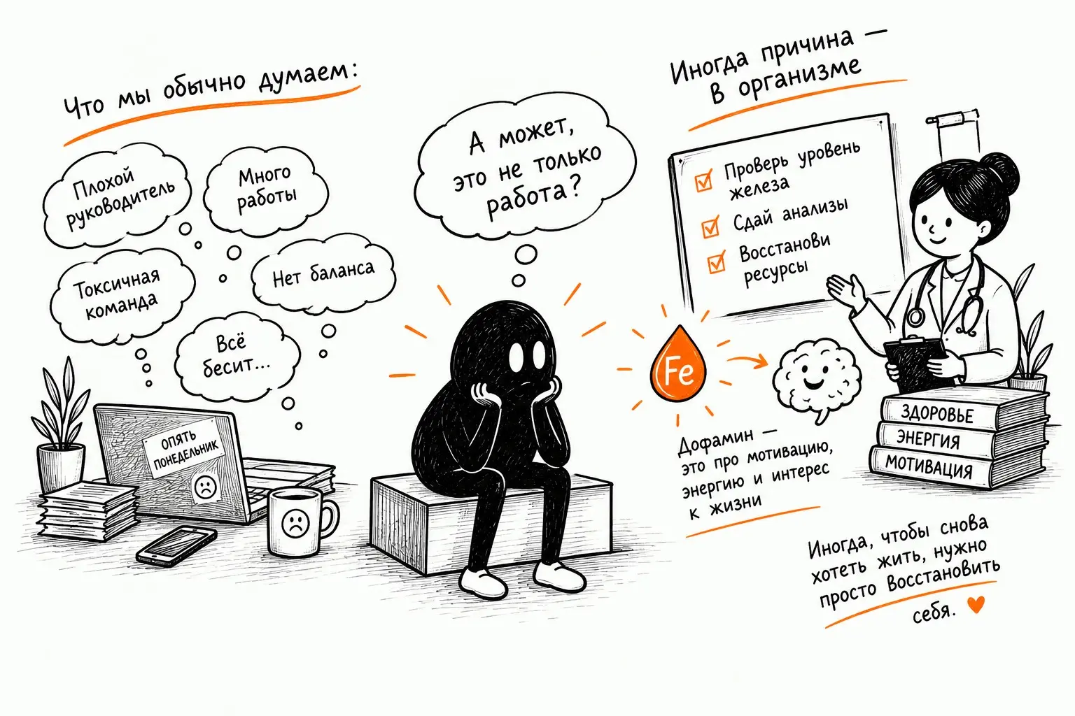 Почему при выгорании начинать надо не с психолога | Сетка — социальная сеть от hh.ru