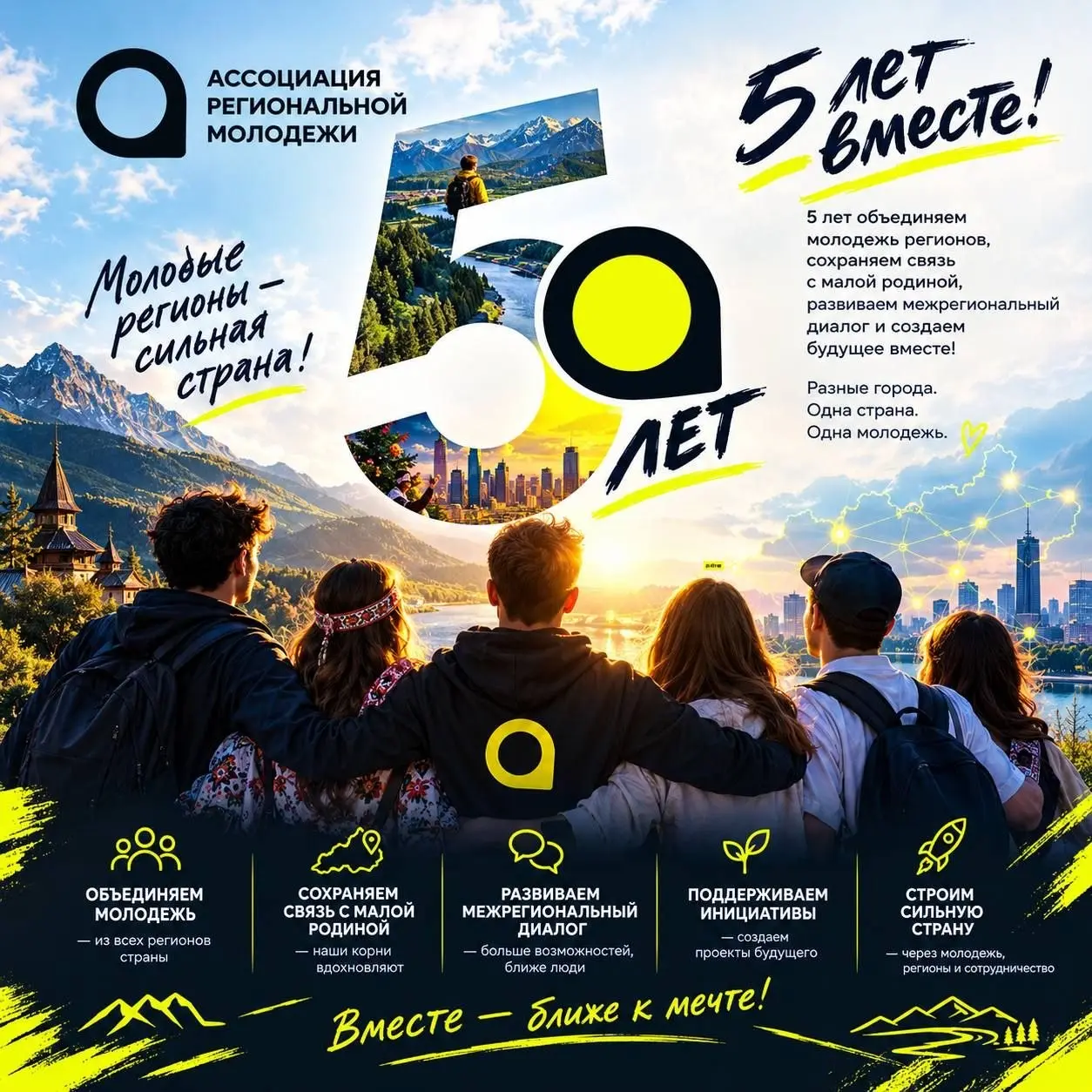 🤩 Доброе утро!
Друзья, сегодня поздравляем наших хороших партнёров — Ассоциации региональной молодёжи исполнилось 5 лет | Сетка — социальная сеть от hh.ru