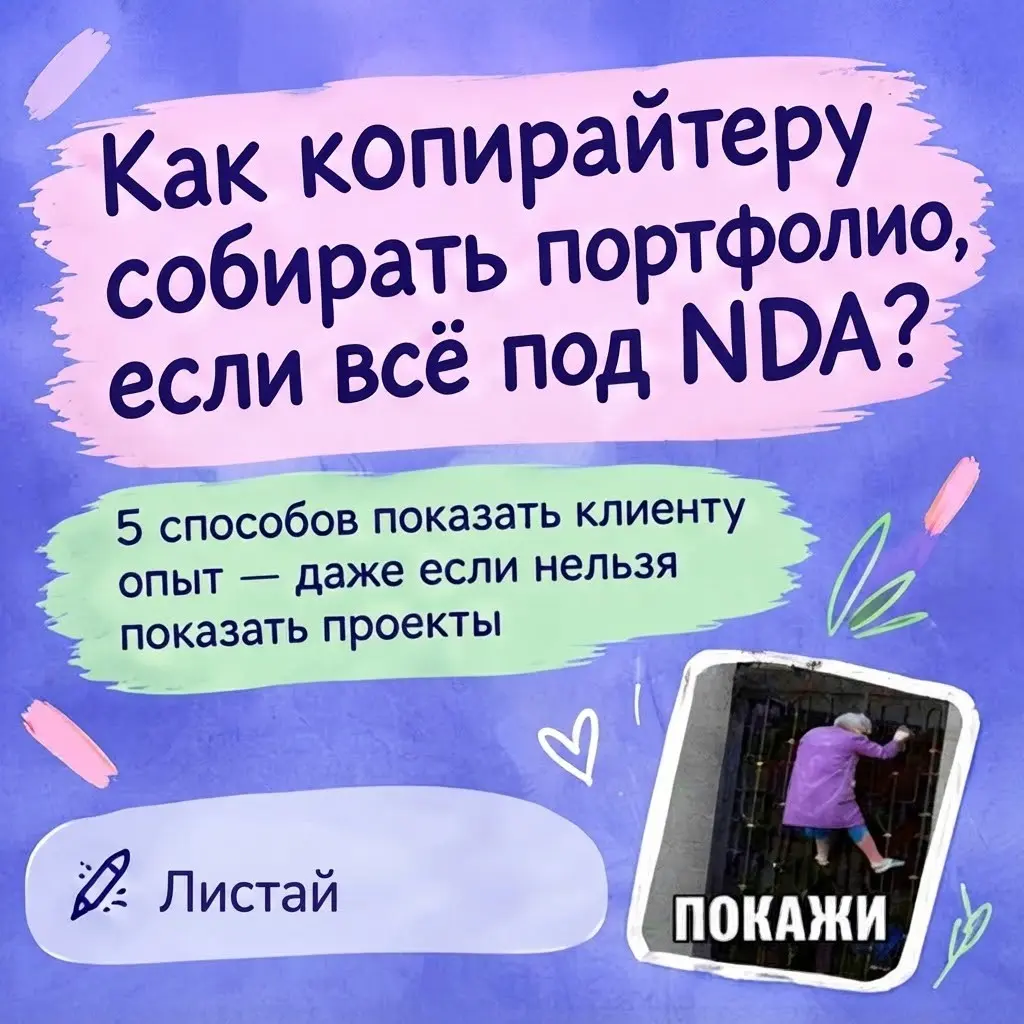 Что показать клиенту в качестве портфолио, если все под NDA? | Сетка — социальная сеть от hh.ru