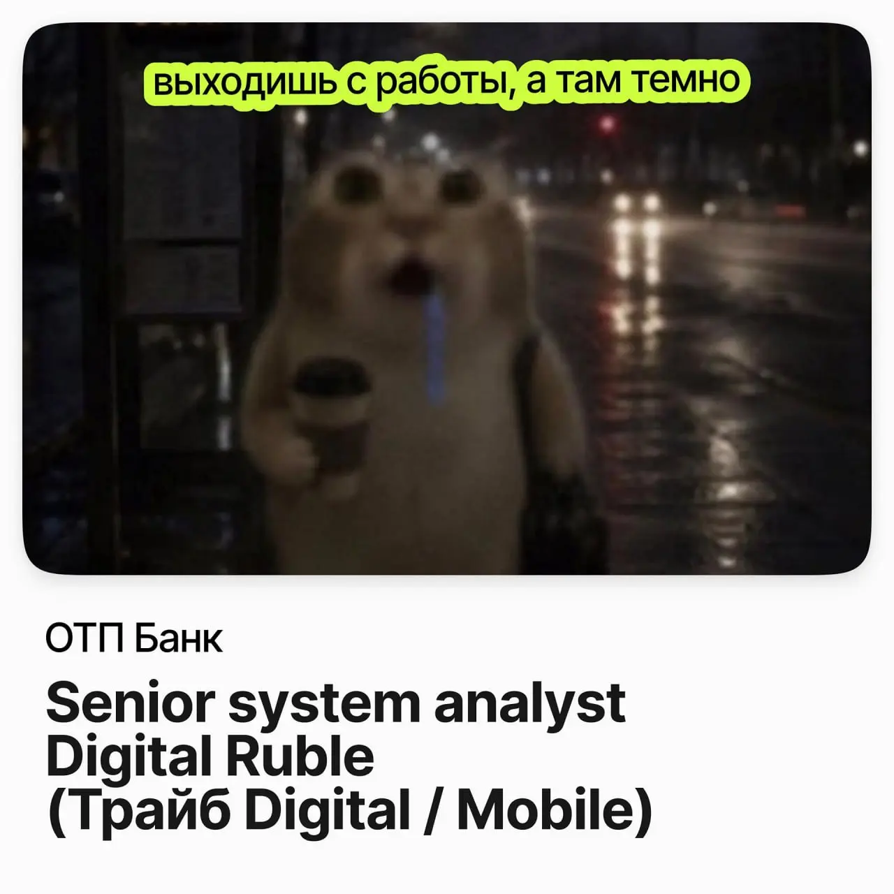 📶 Senior system analyst Digital Ruble / ОТП Банк
ОТП Банк — российский банк с иностранным капиталом, часть международной финансовой группы OTP Group | Сетка — социальная сеть от hh.ru