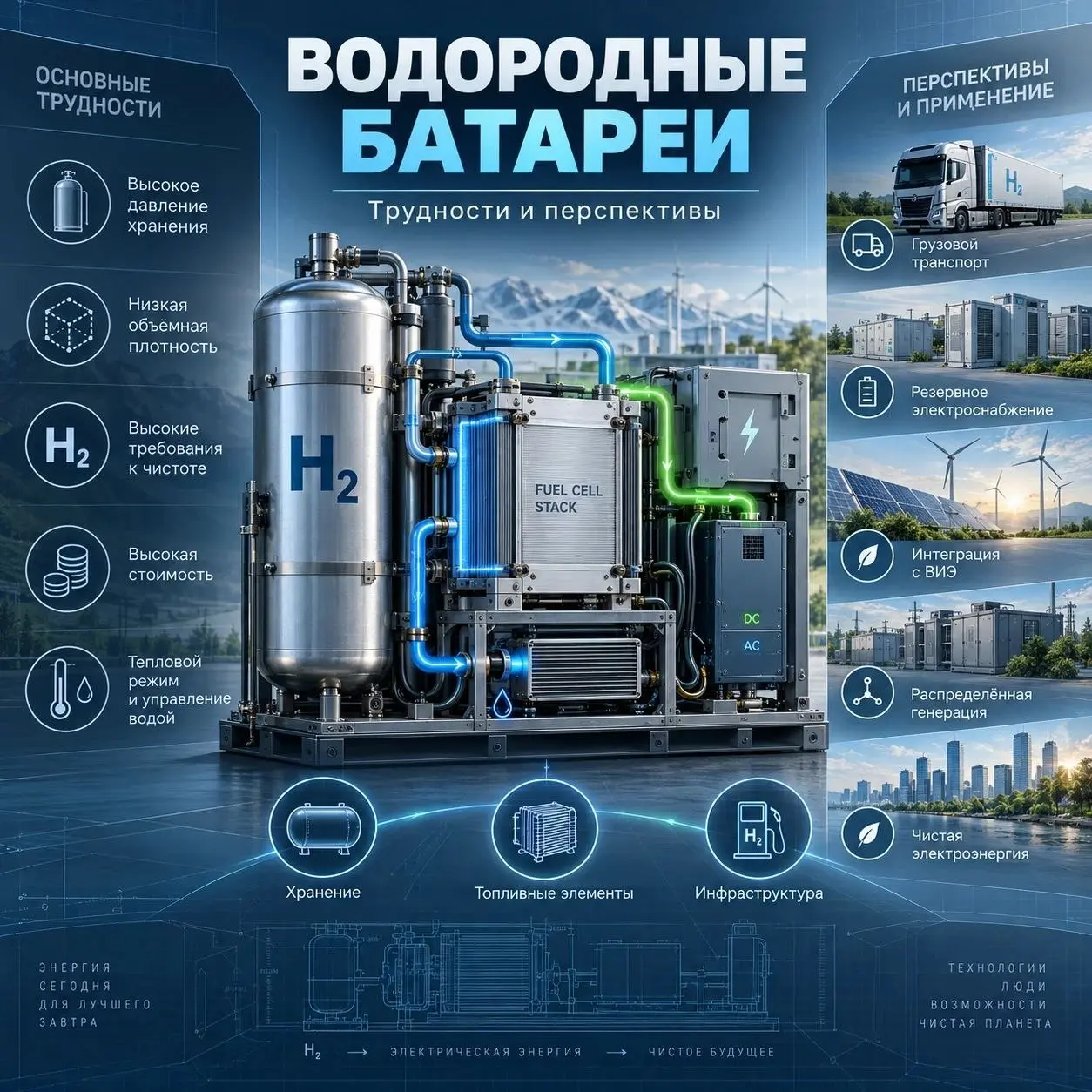 Водородные «батареи»: почему идея проста, а реализовать её сложно
Когда говорят о водородных электрических батареях, чаще всего имеют в виду водородные топливные элементы | Сетка — социальная сеть от hh.ru