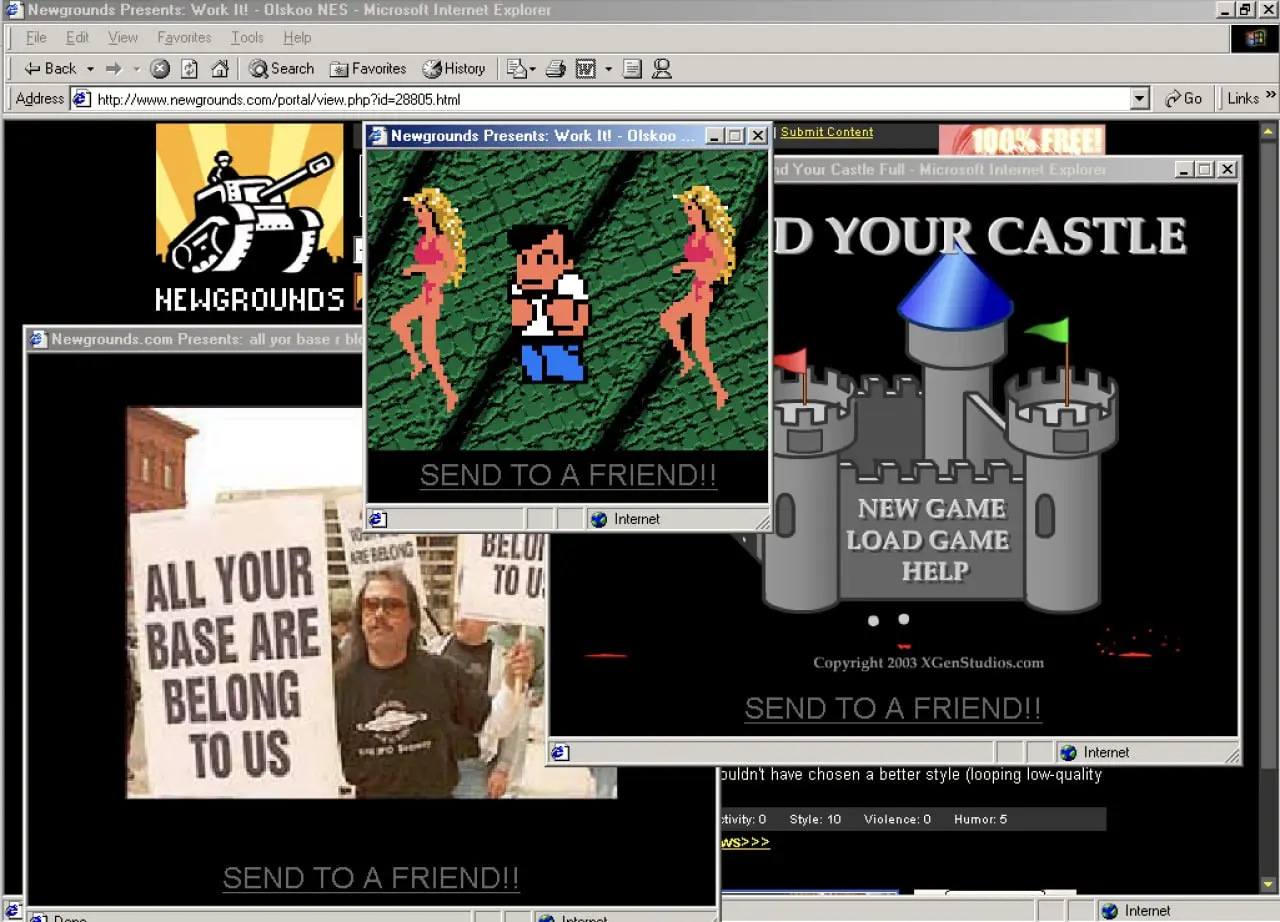 А в штатах был культовый портал Newgrounds — первая в мире автоматизированная площадка, куда любой желающий мог мгновенно загрузить свою игру или мультфильм без одобрения модераторов | Сетка — социальная сеть от hh.ru
