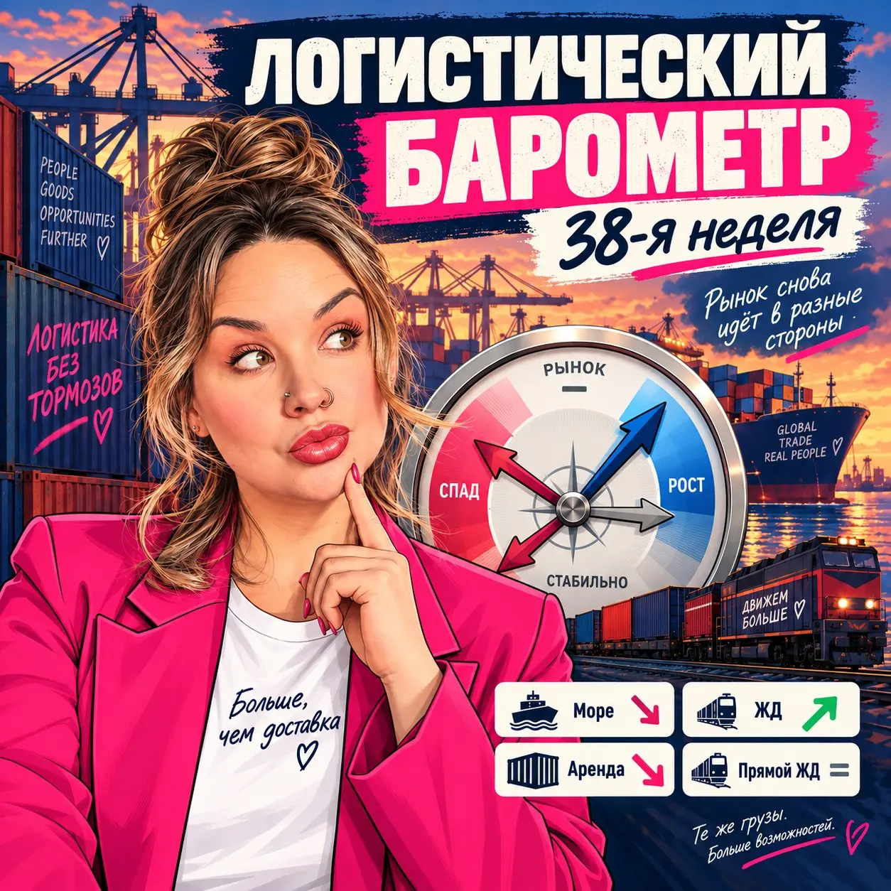 📊 38-я неделя. Рынок опять идёт в разные стороны.
🌊 Море по отдельным направлениям дешевеет.
📦 Аренда контейнеров местами тоже заметно снижается | Сетка — социальная сеть от hh.ru