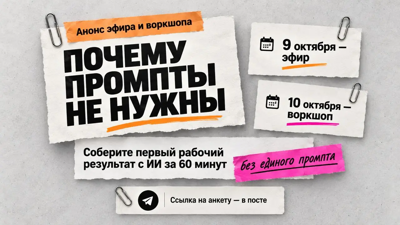 ПРОМПТЫ БОЛЬШЕ НЕ НУЖНЫ.
Да, те самые огромные инструкции на 3 страницы, которые вы сохраняете в папку "лучшие промпты" и потом всё равно не используете 😁
ИИ сильно изменился | Сетка — социальная сеть от hh.ru