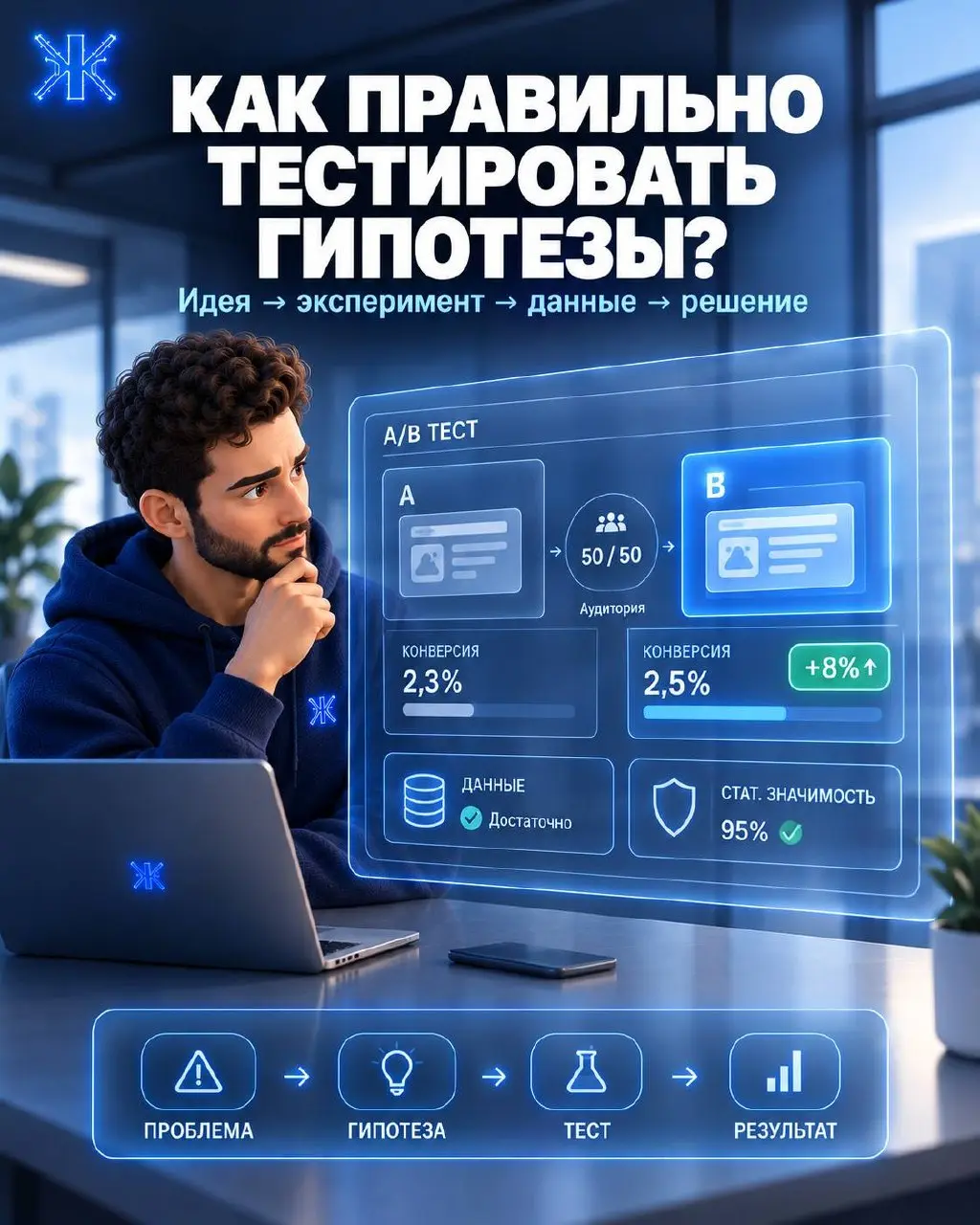 ⚡️⚡️⚡️Как правильно тестировать гипотезы в маркетинге?
«Давайте поменяем кнопку».
«Давайте сделаем новый оффер».
«Нужно добавить больше скидок».
«Кажется, пользователям не хватает доверия» | Сетка — социальная сеть от hh.ru
