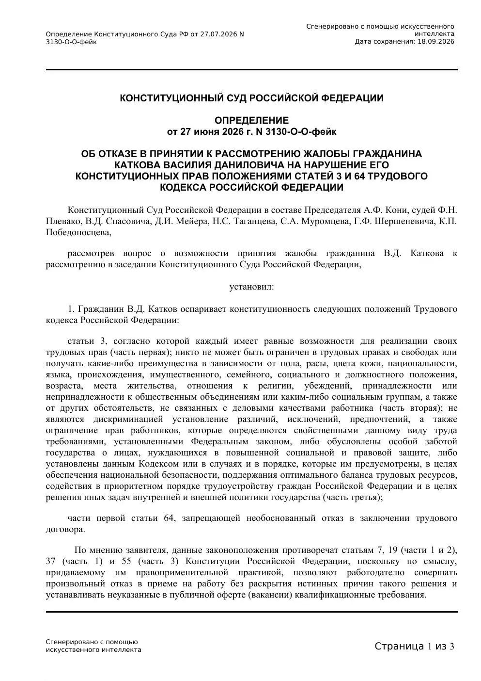 Когда ИИ пишет судебные акты Конституционного Суда | Сетка — социальная сеть от hh.ru