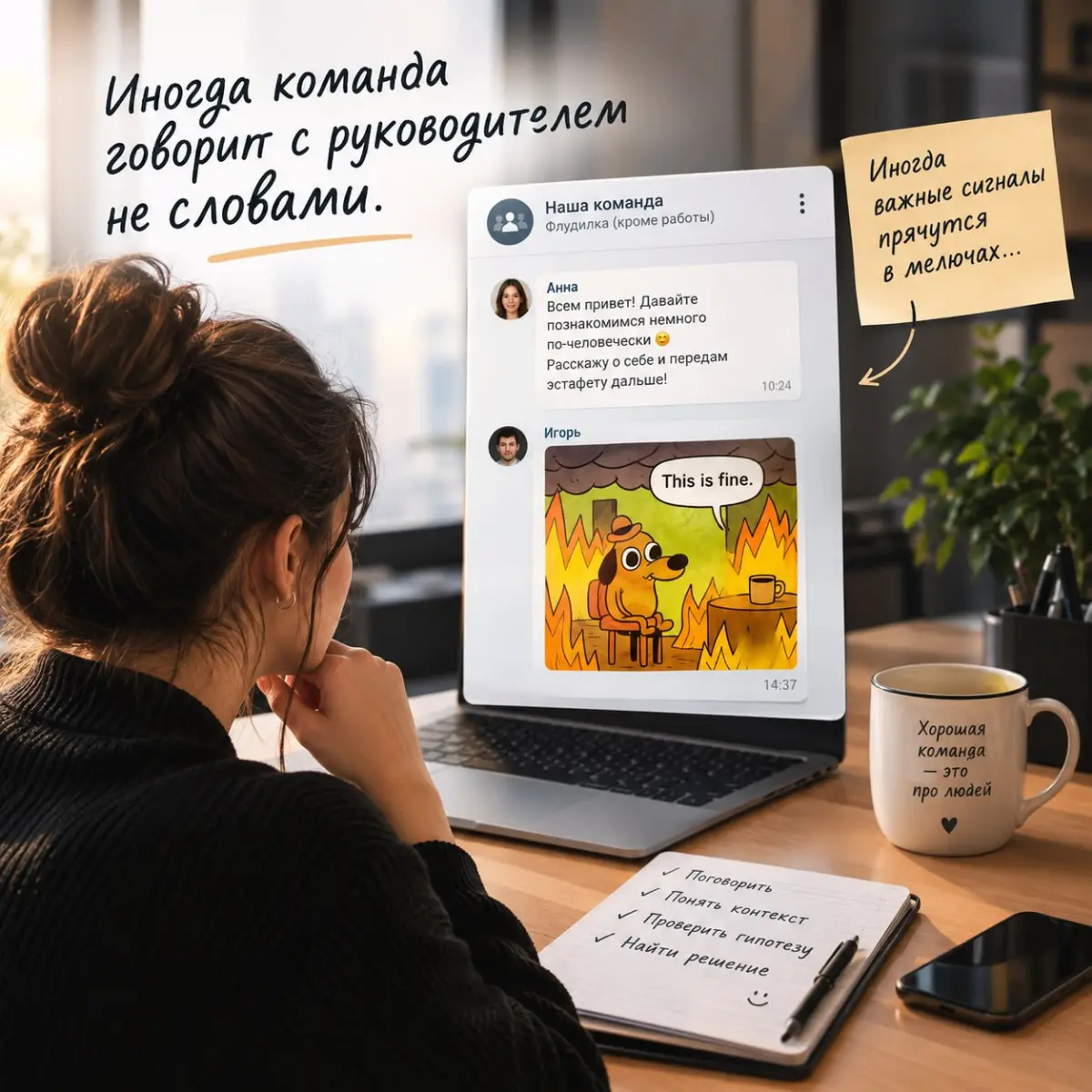 Иногда команда говорит с руководителем не словами. | Сетка — социальная сеть от hh.ru