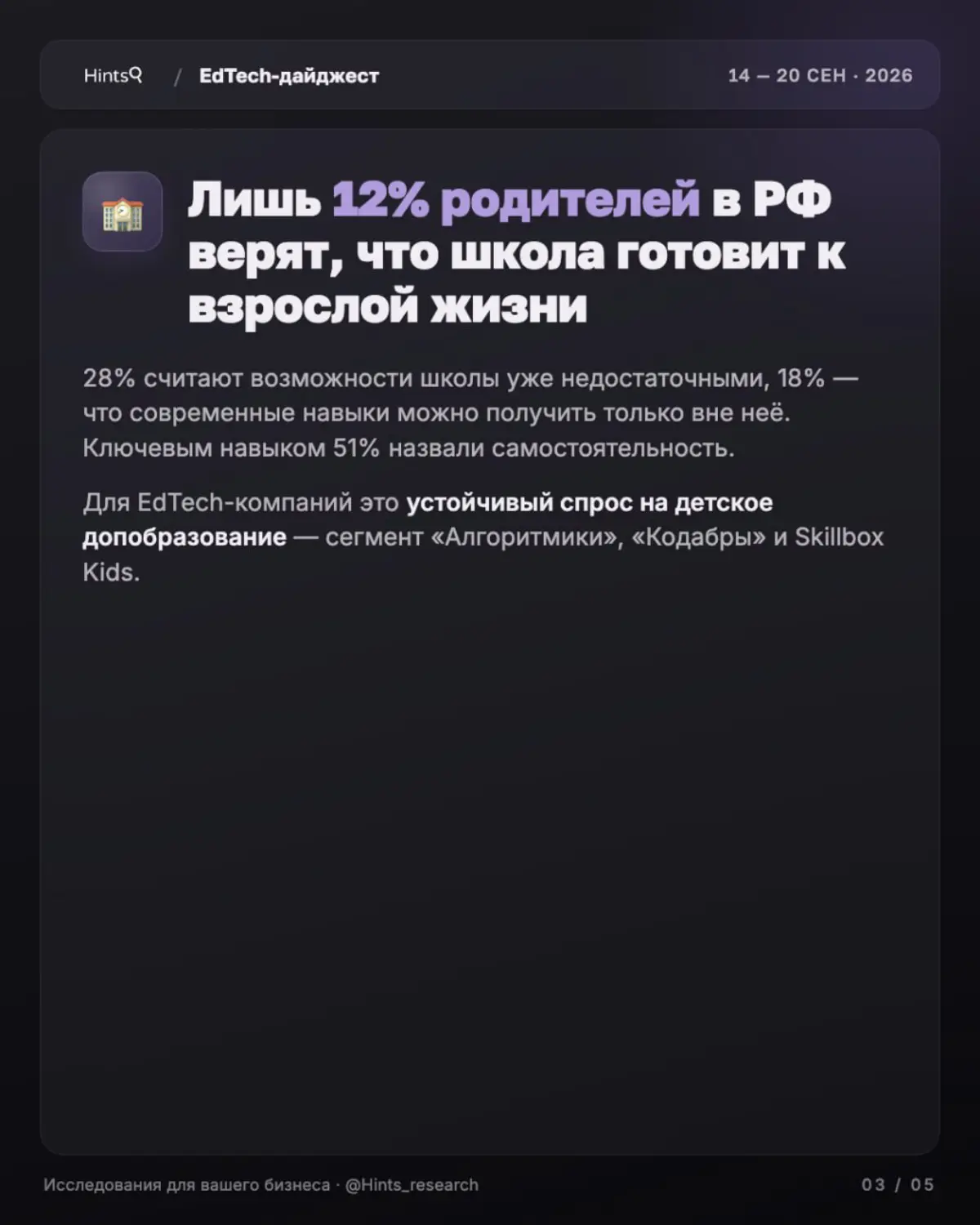 Обзор рынка ЭдТех от Hints с новостями прошедшей недели | Сетка — социальная сеть от hh.ru