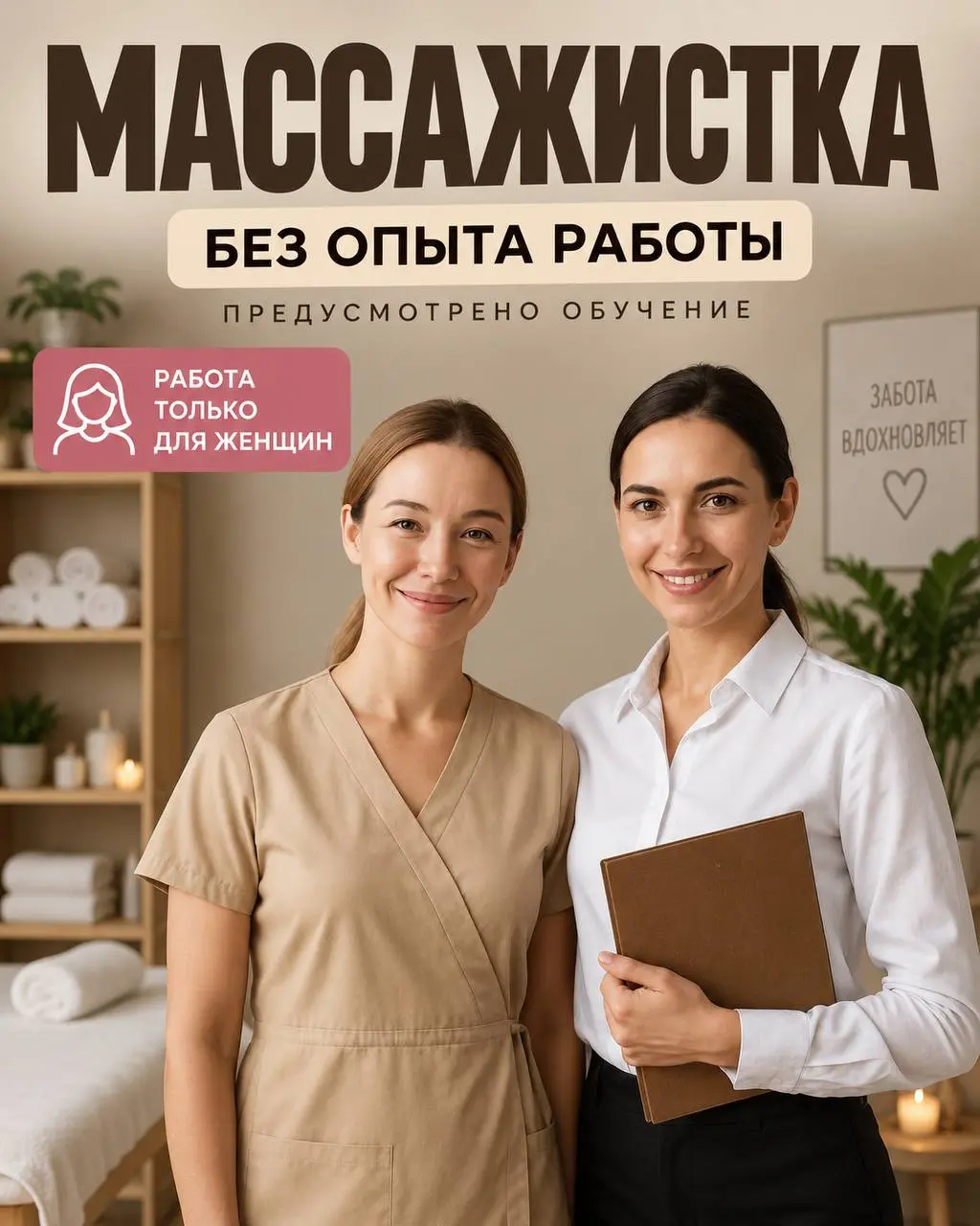 МАССАЖИСТКА
От 7 000₽/смена
Студия массажных услуг
• Москва, м. Алексеевская | Проспект Мира
• Красота и wellness
• +79252617534
Полное описание вакансии размещено в Телеграм и Макс | Сетка — социальная сеть от hh.ru
