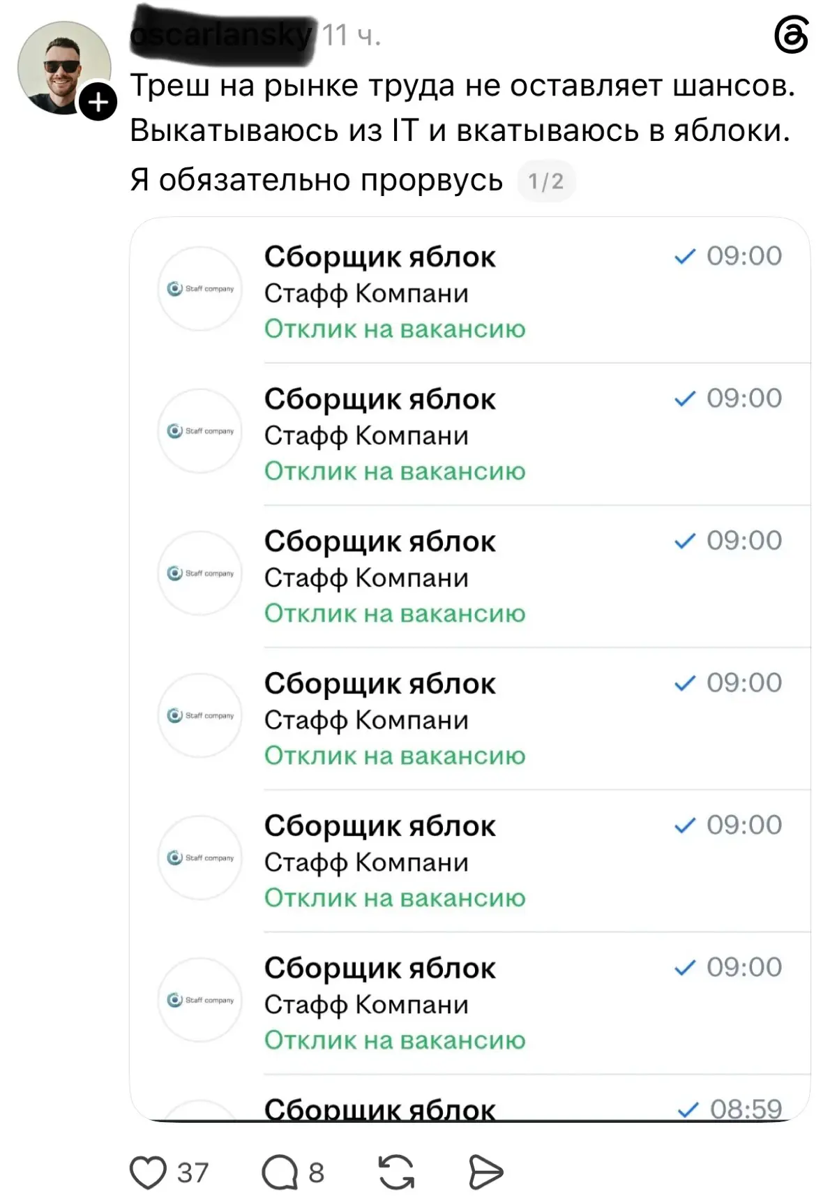 Кажется, я впервые начинаю наблюдать за интересным трендом на рынке труда: специалисты и руководители разного уровня настолько ЗАКОЛЕБАЛИСЬ искать НОРМАЛЬНУЮ работу, что просто идут туда, где ПЛАТЯТ, ... | Сетка — социальная сеть от hh.ru