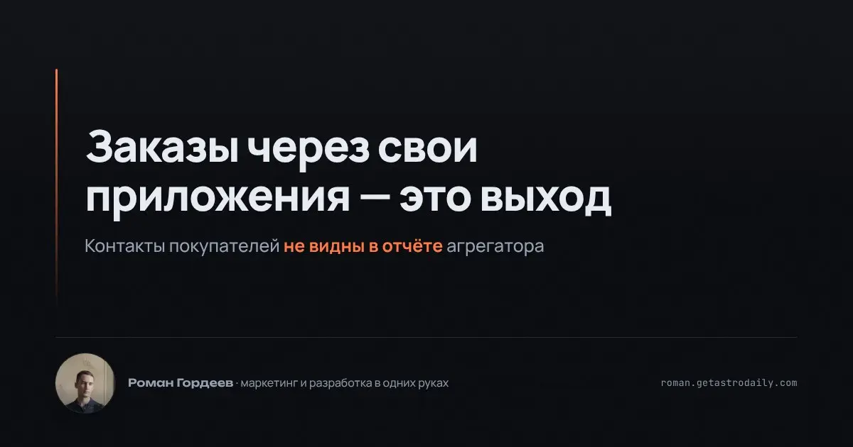 Заказы через агрегаторы — это не только комиссия. Наши клиенты, размещая заказы через сторонние платформы, оставляют там свои контактные данные | Сетка — социальная сеть от hh.ru