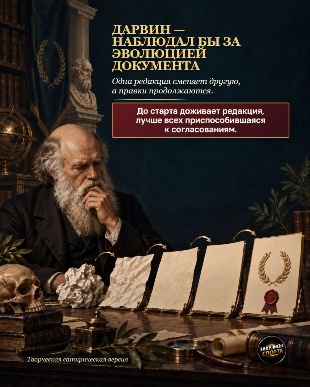 «Как великие работали бы со спортивными документами»
Если бы спортивными документами занялись Сократ, Менделеев, Кант, Леонардо, Дарвин, Гоголь и Шекспир — согласование точно стало бы интереснее 😄
➡️Л... | Сетка — социальная сеть от hh.ru
