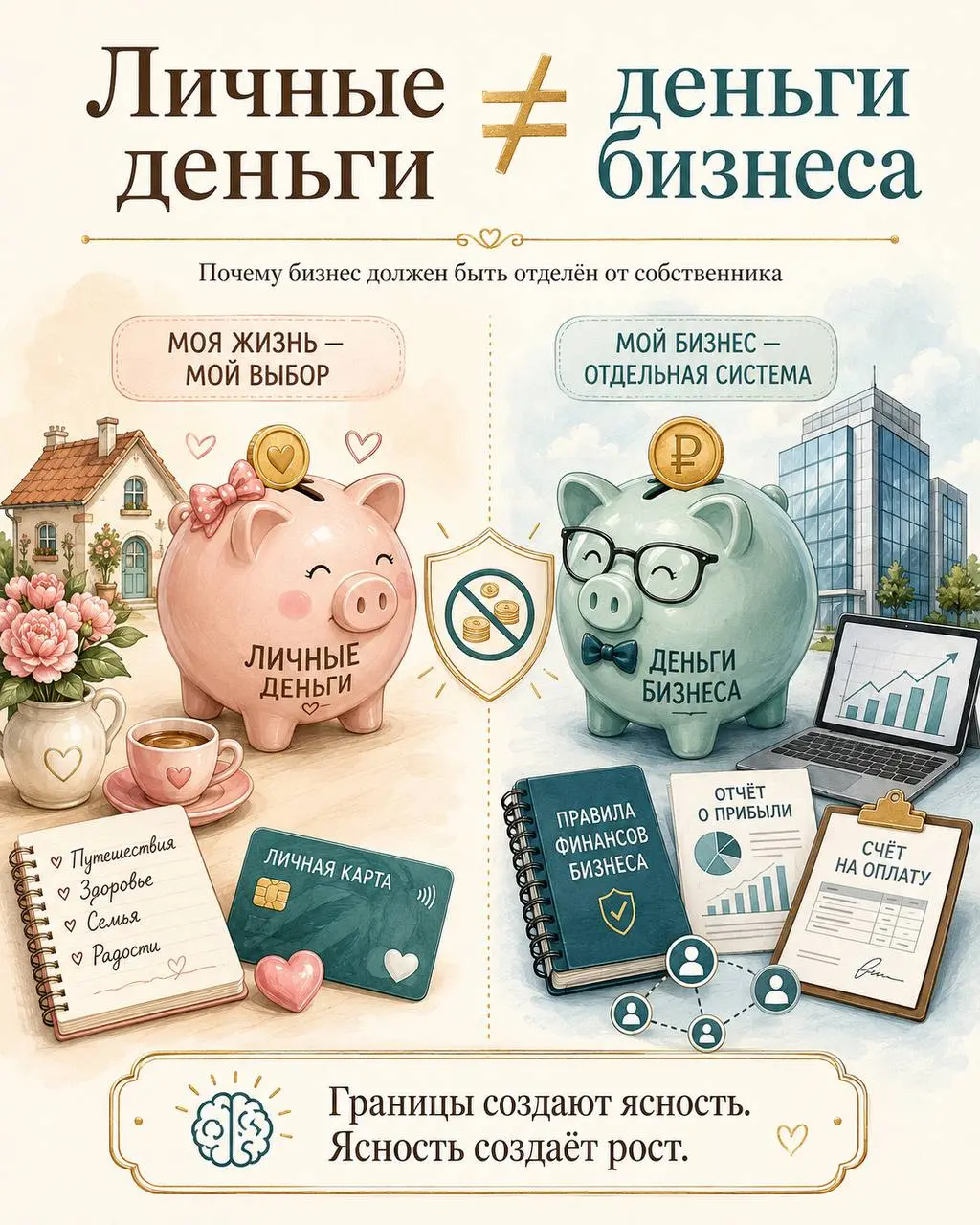 Почему важно разделять личные деньги и деньги бизнеса❗️
Обычно эту тему объясняют через финансовую дисциплину: отдельные счета, зарплата собственника, дивиденды, бюджет | Сетка — социальная сеть от hh.ru