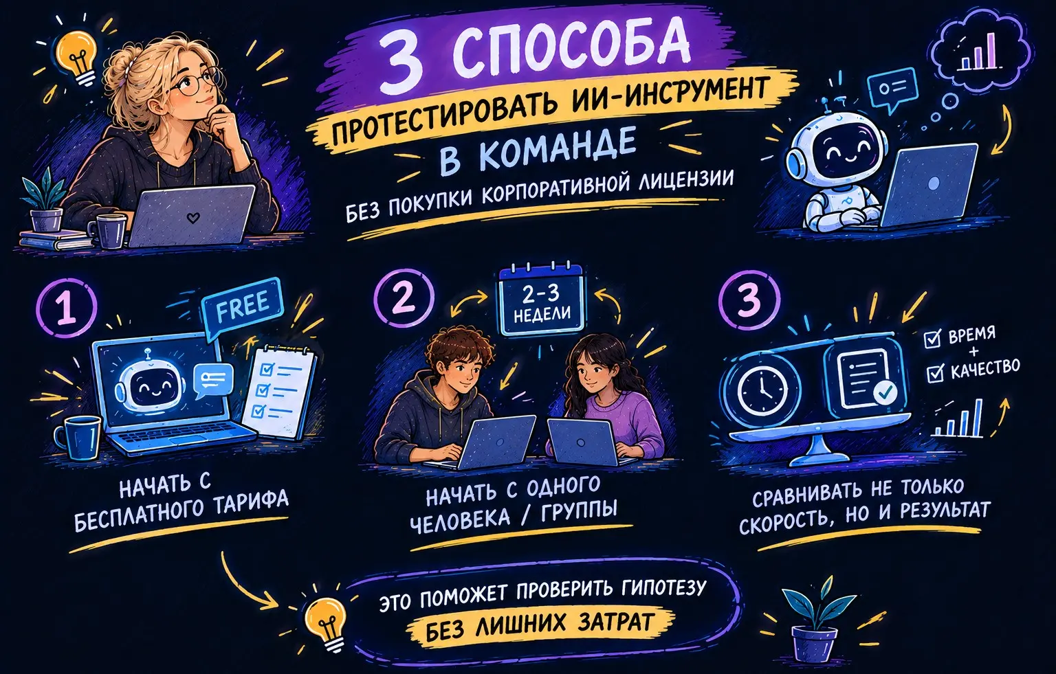 3 способа протестировать ИИ-инструмент в команде | Сетка — социальная сеть от hh.ru