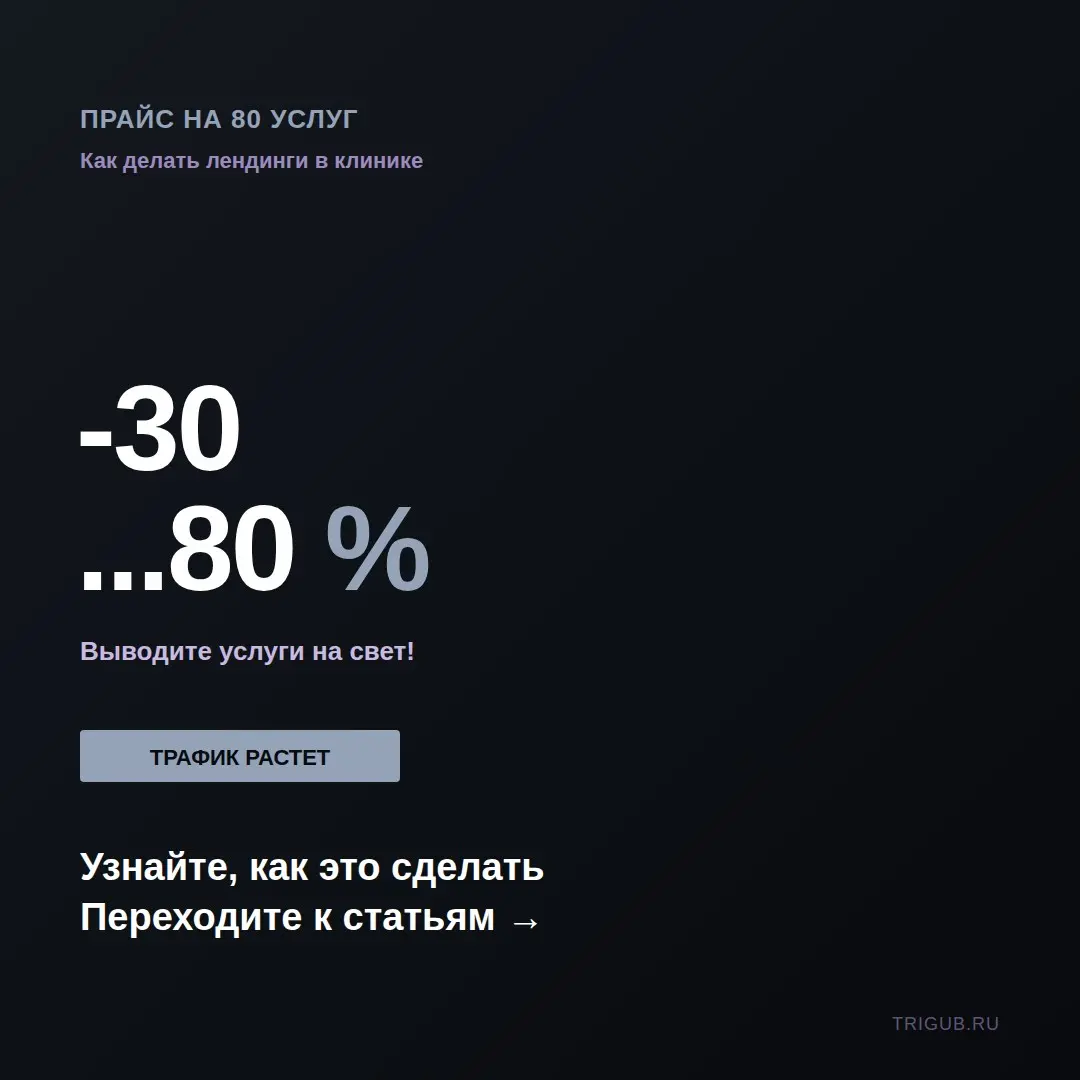 Прайс на 80 услуг: как делать лендинги в клинике | Сетка — социальная сеть от hh.ru