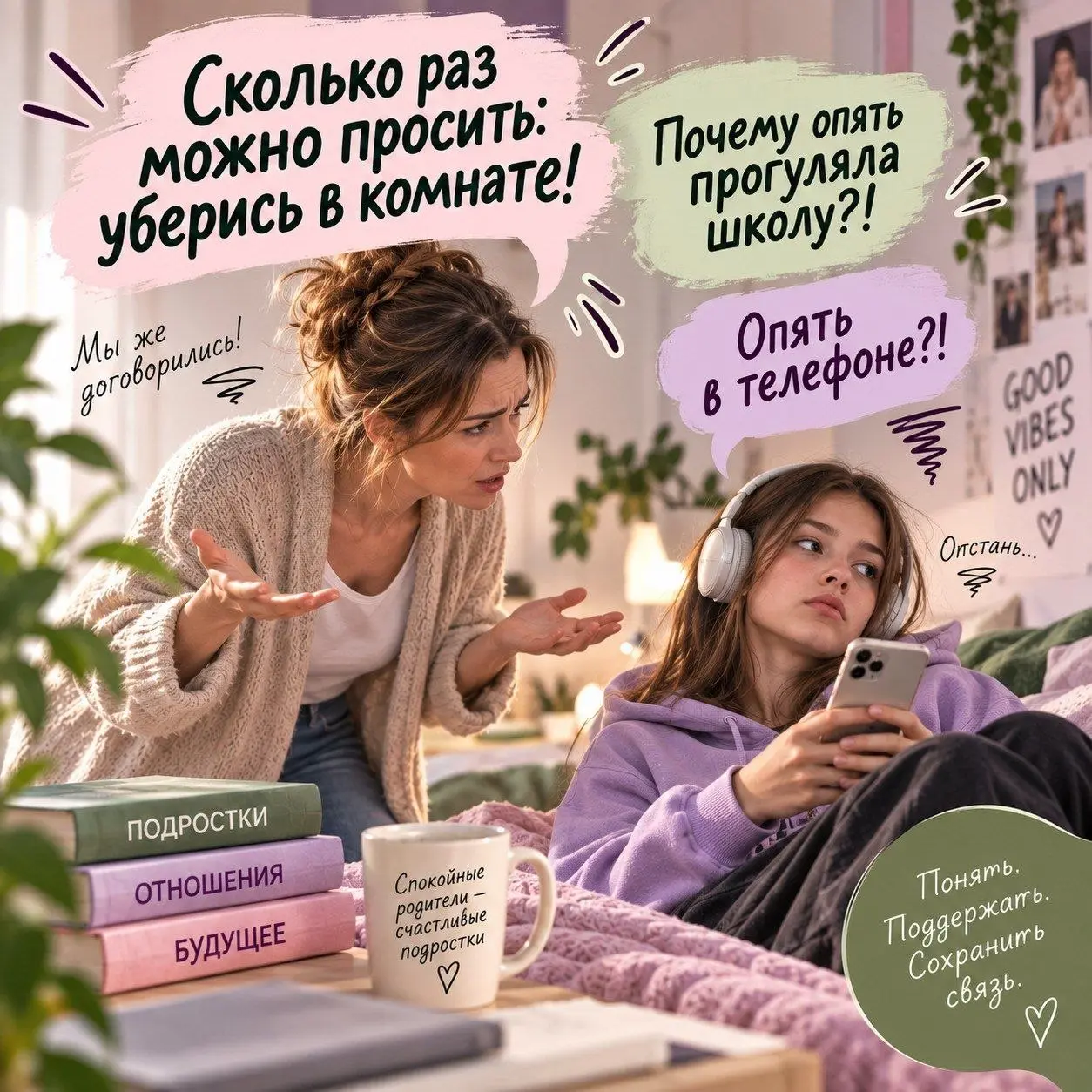 «Дочке 13 лет. Опускаются руки…»
Скатилась по учёбе, хамит учителям, вместе с друзьями срывает уроки. Стала чаще прогуливать школу, пытается казаться крутой, начала курить.
Интересы — телефон и друзья | Сетка — социальная сеть от hh.ru