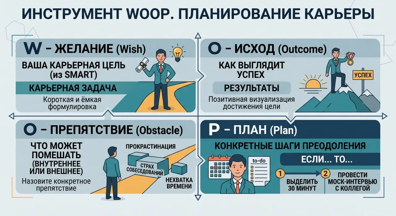 При планировании карьерной траектории важно применять все модели, которыми я с вами поделилась. С помощью инструмента WOOP вы легко сможете это сделать.
#цели #woop #карьернаятраектория | Сетка — социальная сеть от hh.ru