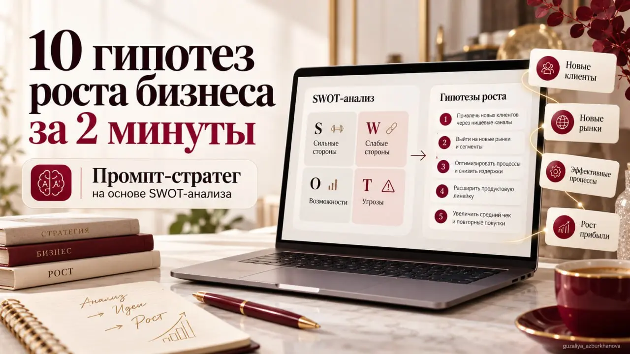 ПРОМПТ НЕДЕЛИ: 10 гипотез роста бизнеса за 2 минуты
SWOT-анализ сам по себе ничего не дает бизнесу | Сетка — социальная сеть от hh.ru