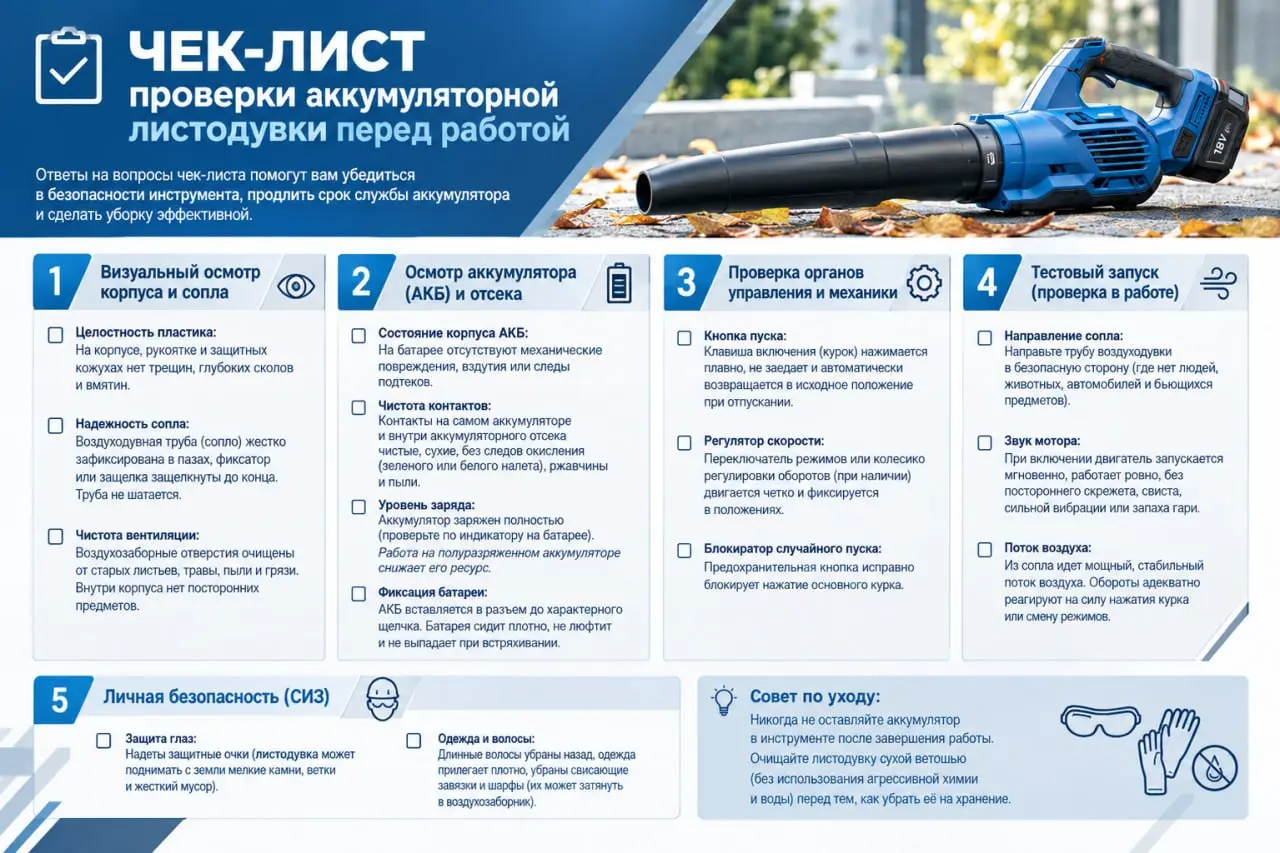 🍃 Аккумуляторная листодувка: что проверить перед работой?
Даже простой садовый инструмент требует проверки перед запуском | Сетка — социальная сеть от hh.ru