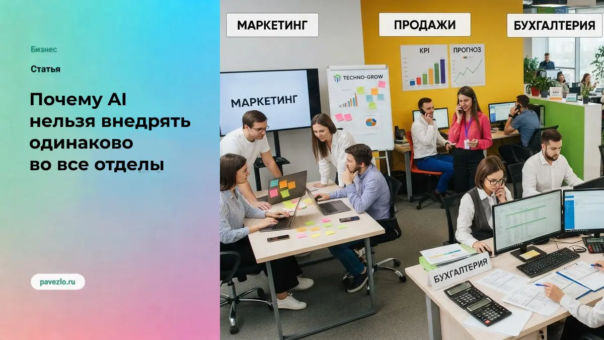 Почему AI нельзя внедрять одинаково во все отделы | Сетка — социальная сеть от hh.ru