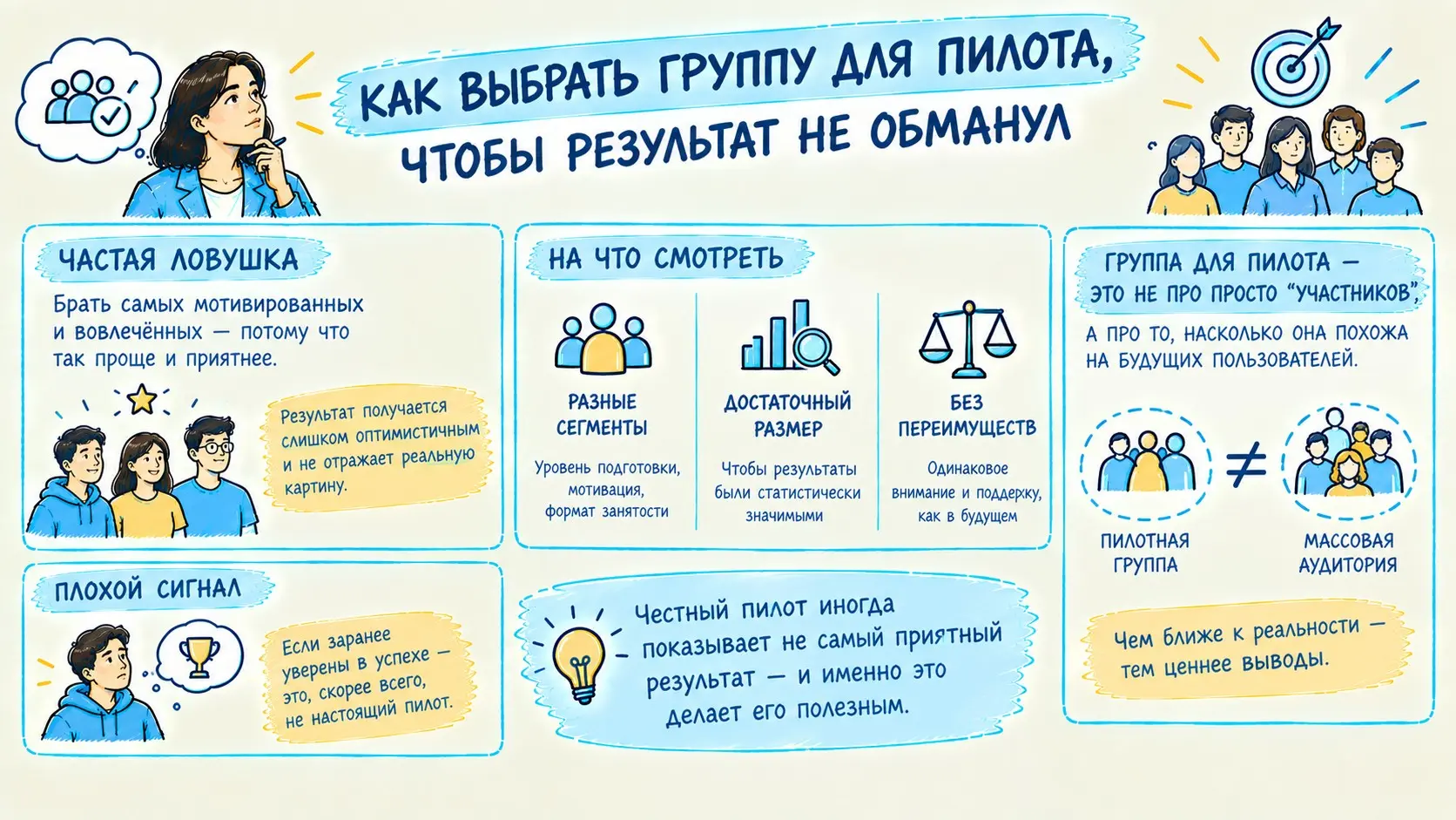 Как выбрать группу для пилота, чтобы результат не обманул | Сетка — социальная сеть от hh.ru