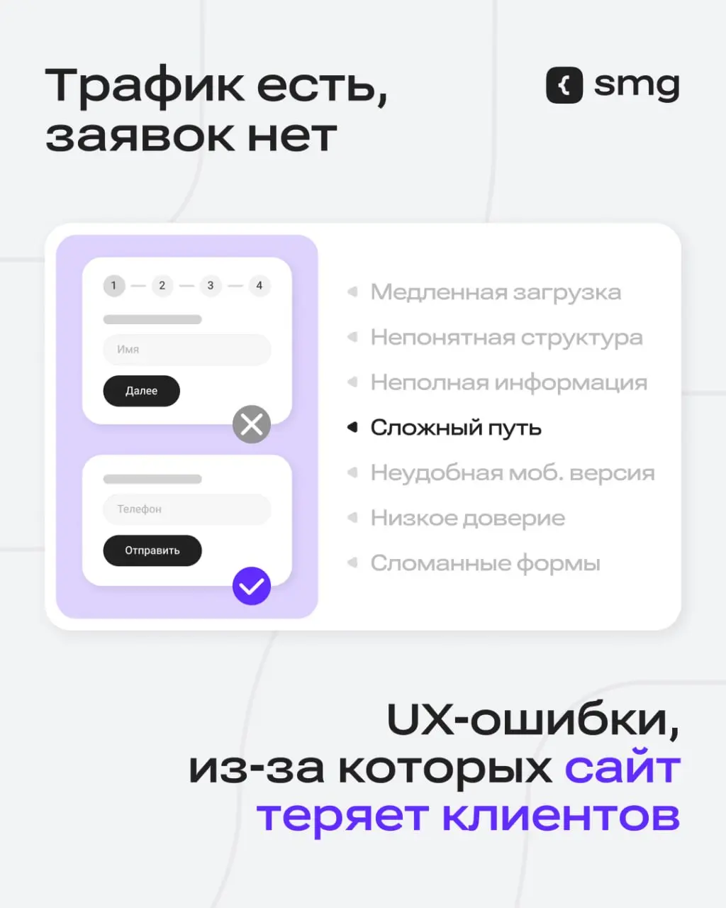 Можно хорошо настроить рекламу, привести целевой трафик и все равно получать мало заявок. И проблема может быть вовсе не в рекламе, а в самом сайте | Сетка — социальная сеть от hh.ru