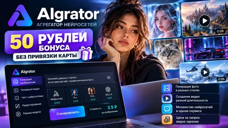 AIgrator AI — агрегатор нейросетей: обзор и 50 ₽ бонус | Сетка — социальная сеть от hh.ru
