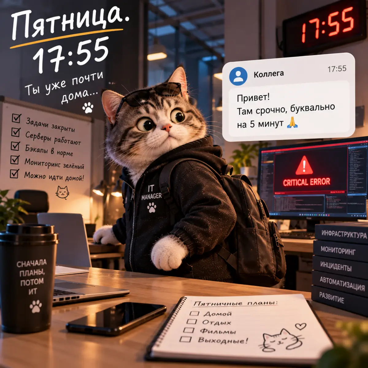Когда в пятницу в 17:55 приходит задача «срочно на 5 минут». | Сетка — социальная сеть от hh.ru