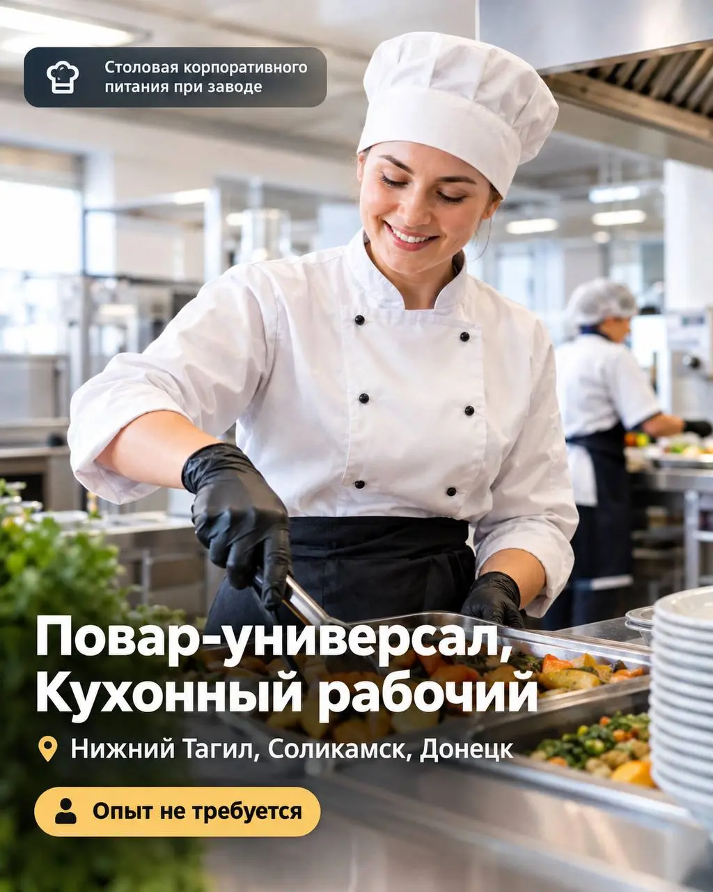 1️⃣ПОВАР-УНИВЕРСАЛ,
2️⃣КУХОННЫЙ РАБОЧИЙ
От 5 400₽/смена (вахта)
столовая корпоративного питания при заводе
• Нижний Тагил, Соликамск, Донецк
• Рестораны/Кафе
• +79857756160
Полное описание вакансии ра... | Сетка — социальная сеть от hh.ru