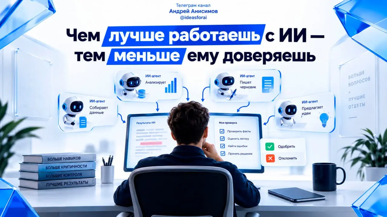 Чем лучше человек умеет работать с ИИ - тем меньше он ему доверяет 🤔
Microsoft изучила 20 000 пользователей ИИ из 10 стран и больше 100 000 диалогов с Copilot. Подробно можно прочитать тут | Сетка — социальная сеть от hh.ru