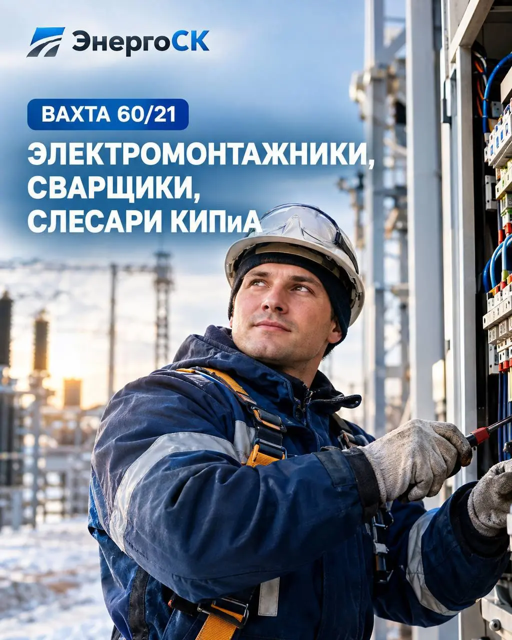 1️⃣ЭЛЕКТРОМОНТАЖНИК ПО СИЛОВЫМ СЕТЯМ,
2️⃣ЭЛЕКТРОМОНТАЖНИК ПО ВТОРИЧНЫМ ЦЕПЯМ,
3️⃣СВАРЩИК,
4️⃣СЛЕСАРЬ КИПИА
163 000₽ - 210 000₽ (вахта)
ЭнергоСК
• Якутия (Чульман), Приморский край (Артем), Амурская об... | Сетка — социальная сеть от hh.ru