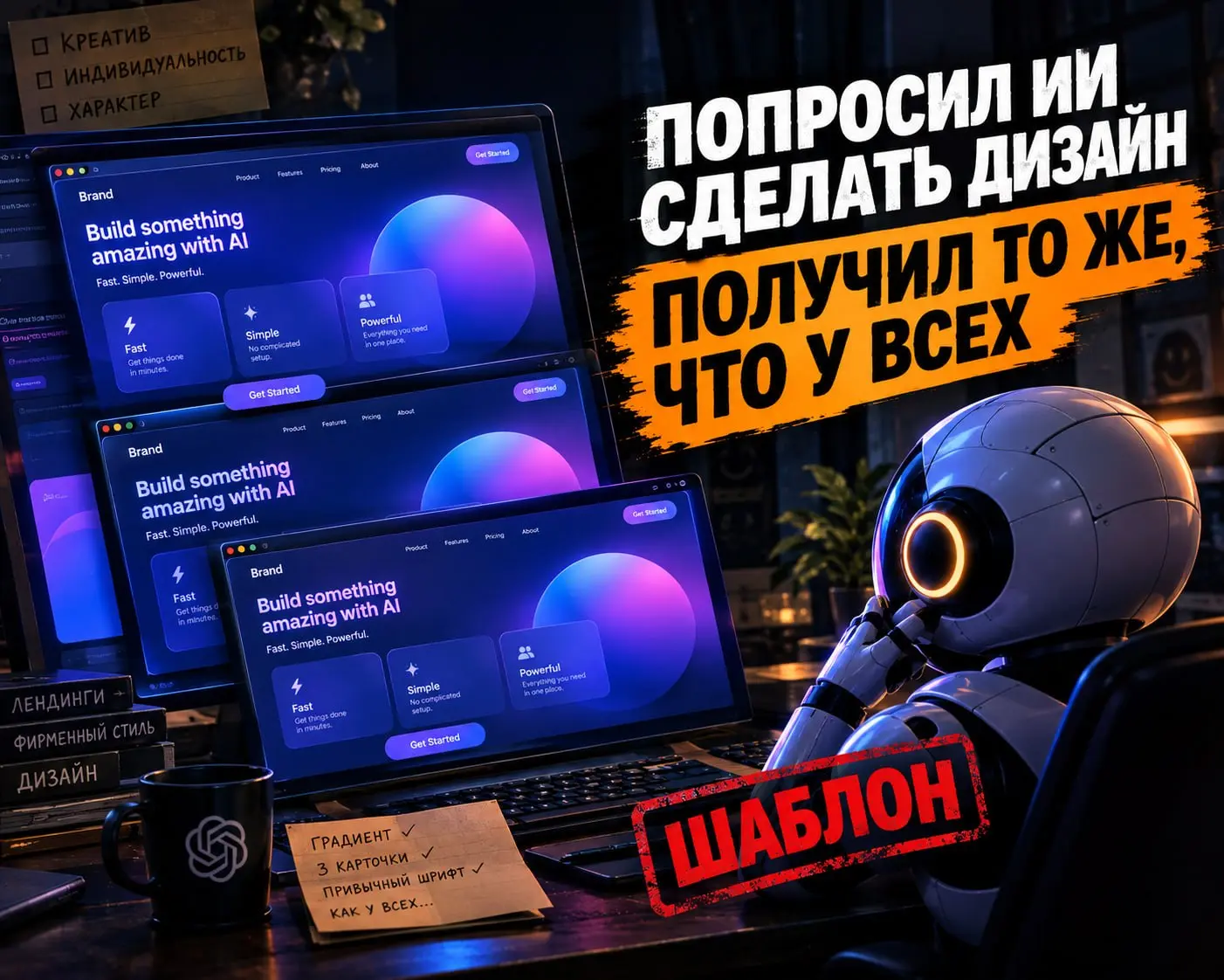Попросил ИИ сделать лендинг или фирменный стиль, а получилось то же, что у всех: градиент, три карточки и шрифт по умолчанию❓
taste-skill · 70,1К⭐️
Бесплатный набор скиллов, которые учат ИИ делать диз... | Сетка — социальная сеть от hh.ru