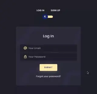 Log In / Sign Up - pure css - форма входа/регистрации на чистом CSS. Приятная реализация для пользователя.
https://codepen.io/igdesign/pen/KKVQpVP | Сетка — социальная сеть от hh.ru
