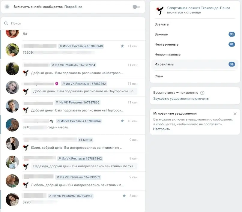 Кейс: 78 заявок для детской секции тхэквондо в г. Пенза | Сетка — социальная сеть от hh.ru