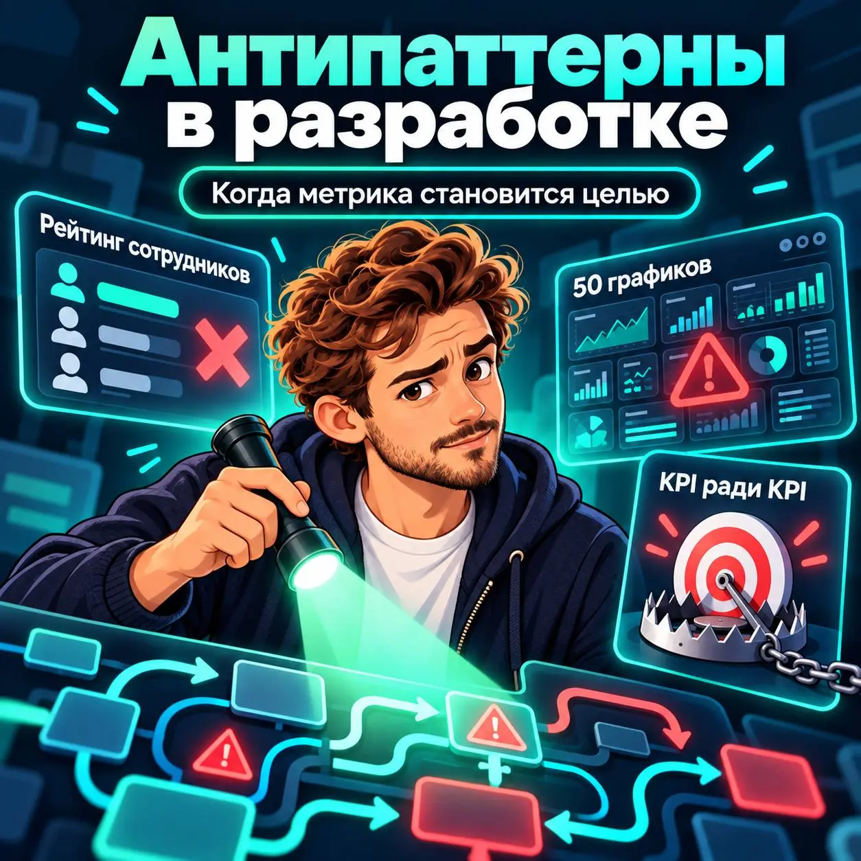 Антипаттерны в разработке
С метриками разработки легко переборщить.
Пока метрика помогает увидеть проблему — она полезна | Сетка — социальная сеть от hh.ru