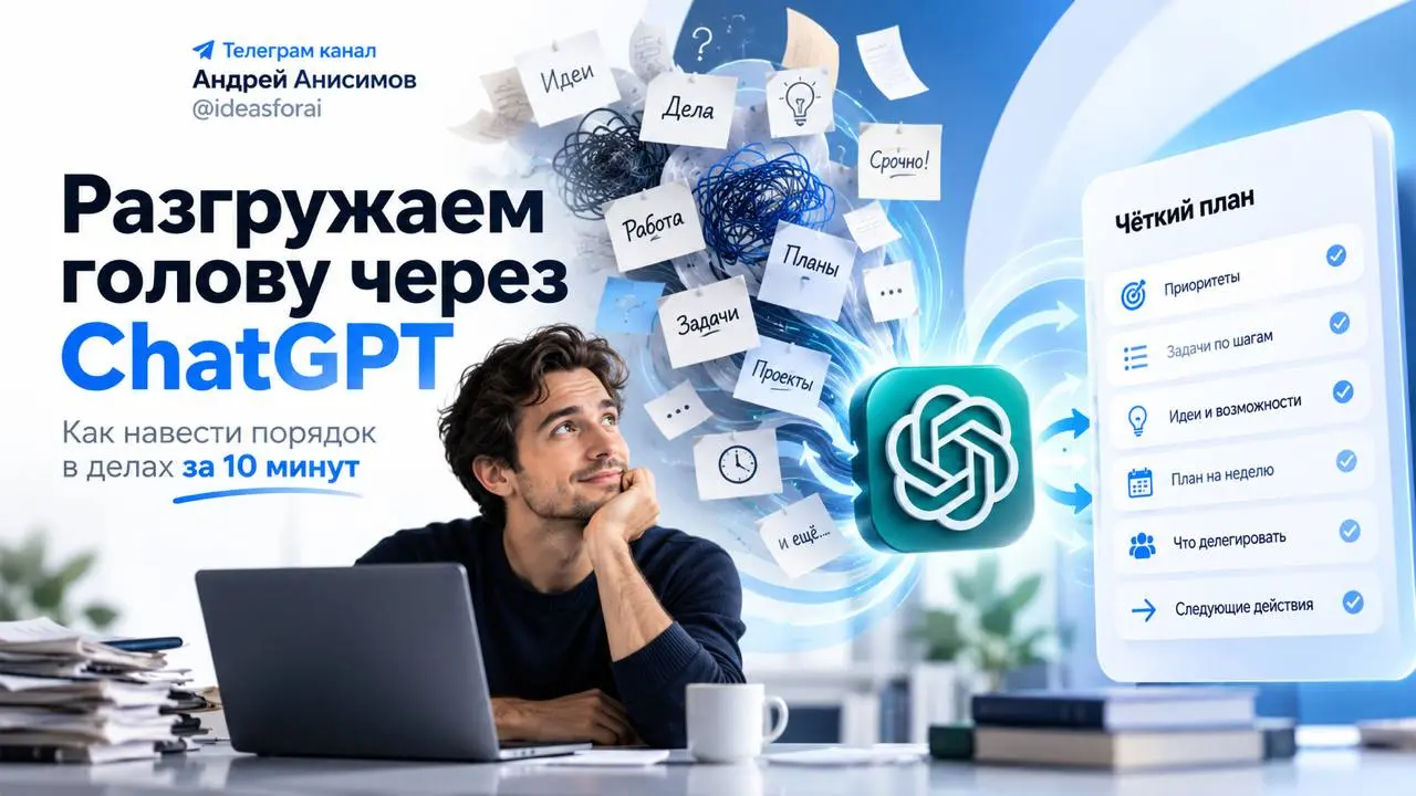Если в голове уже свалка из дел — я бы не начинал с планировщика. Я бы сначала выгрузил всё в ChatGPT | Сетка — социальная сеть от hh.ru
